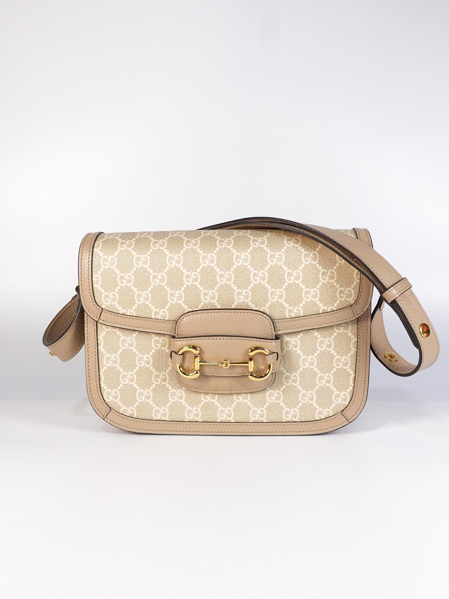 Horsebit 1955 in Beige Supreme Canvas Shoulder Bag | Purse Maison Luxury Bags Shop