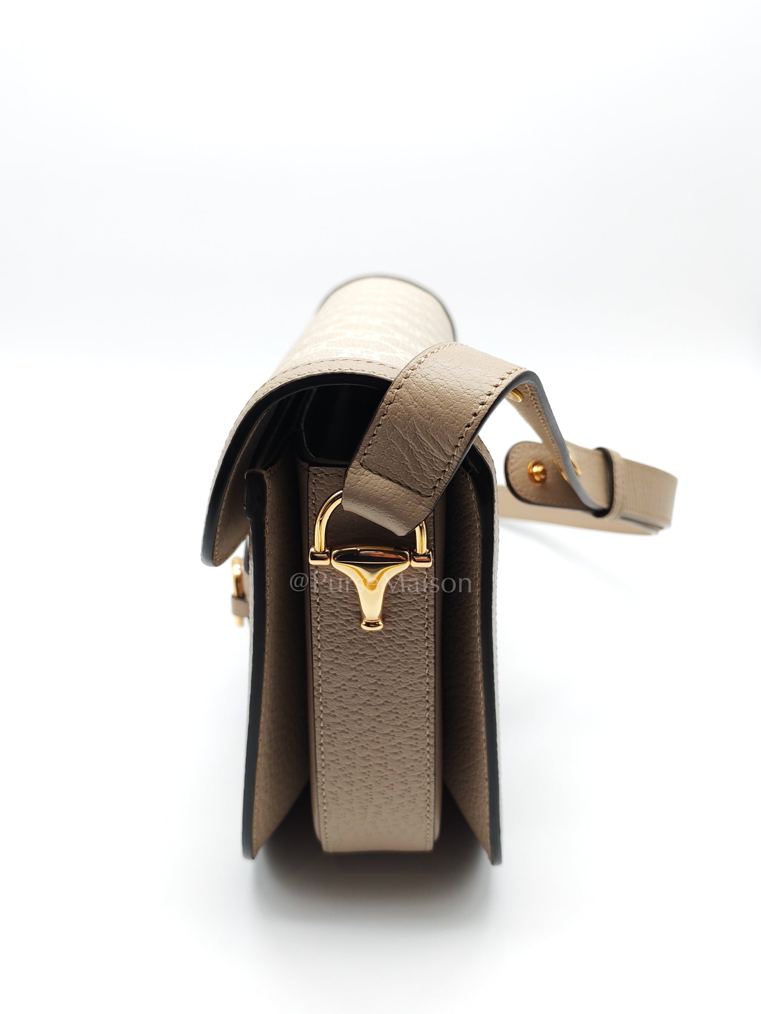 Horsebit 1955 Medium in Beige/White GG Canvas | Purse Maison Luxury Bags Shop
