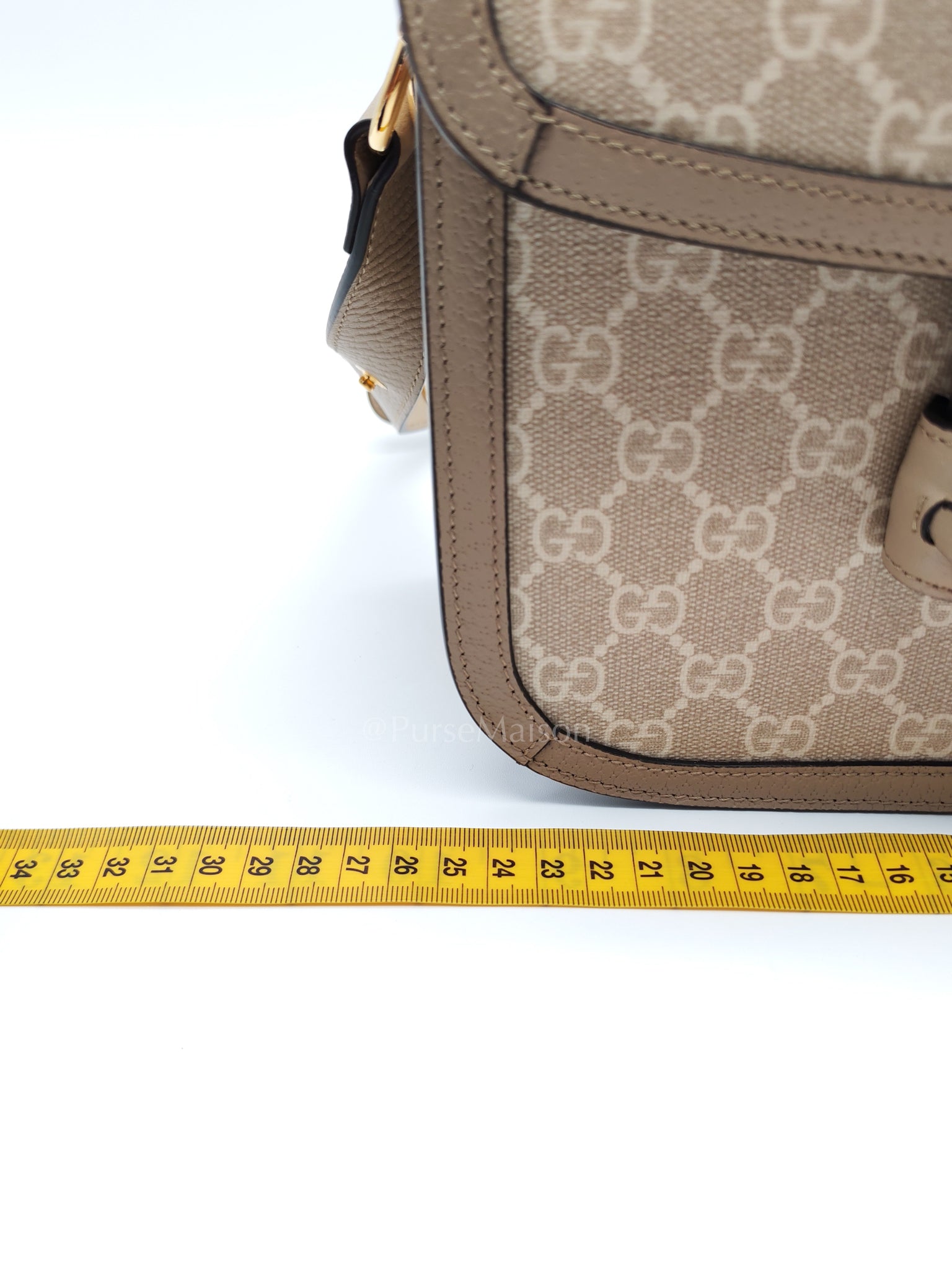 Horsebit 1955 Medium in Beige/White GG Canvas | Purse Maison Luxury Bags Shop