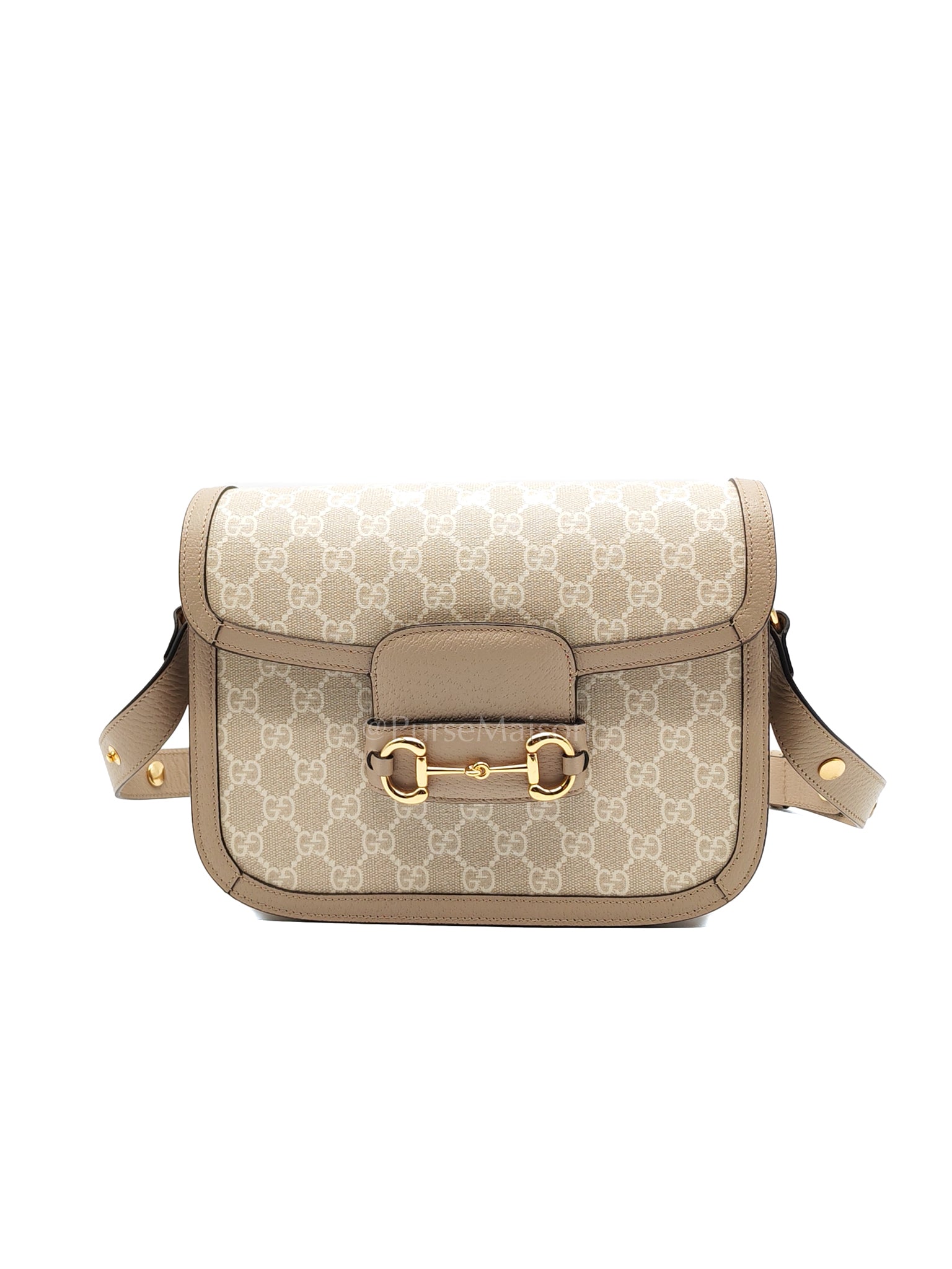 Horsebit 1955 Medium in Beige/White GG Canvas | Purse Maison Luxury Bags Shop