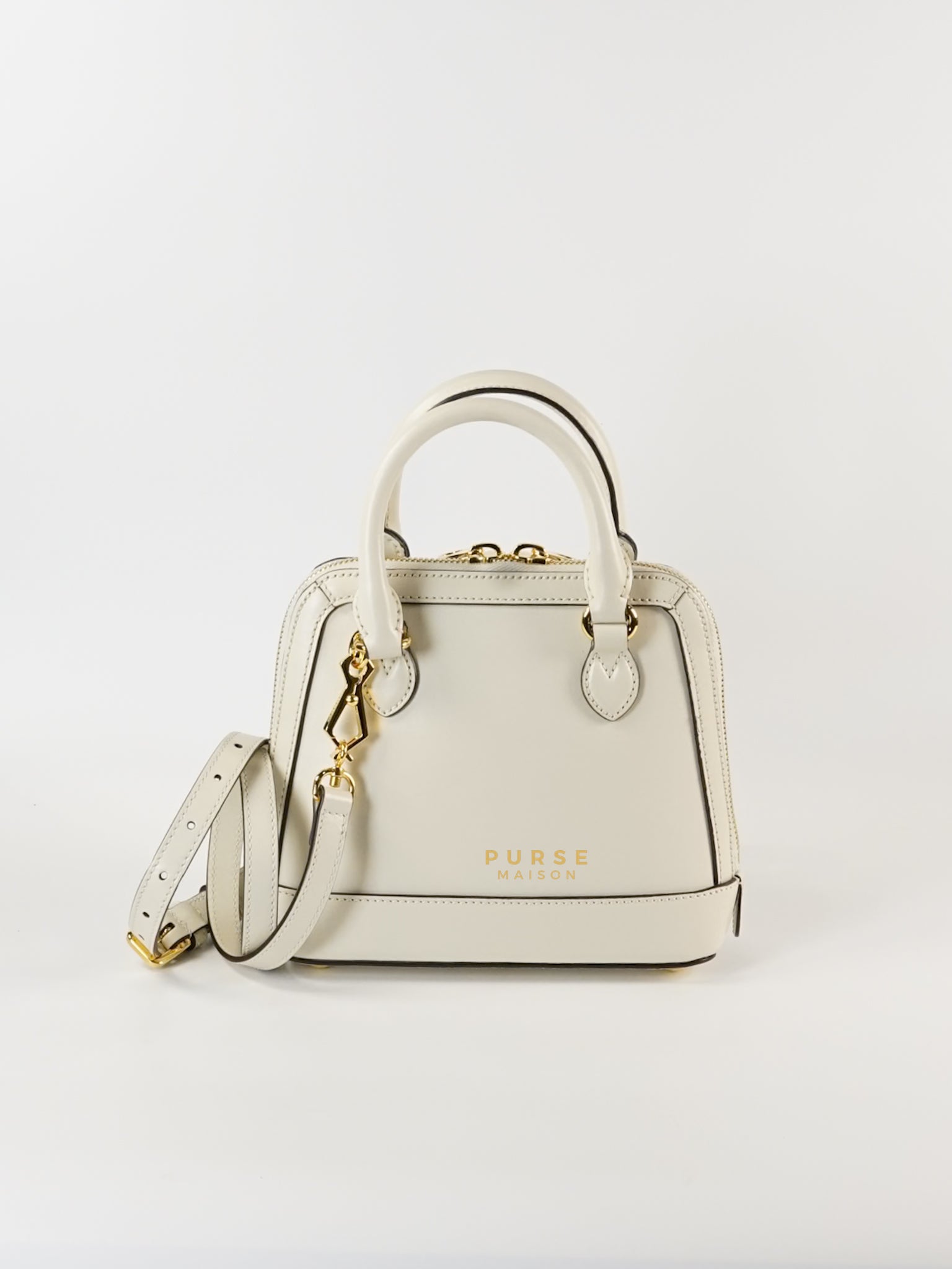 Horsebit 1955 Mini Top Handle Bag in White Leather | Purse Maison Luxury Bags Shop