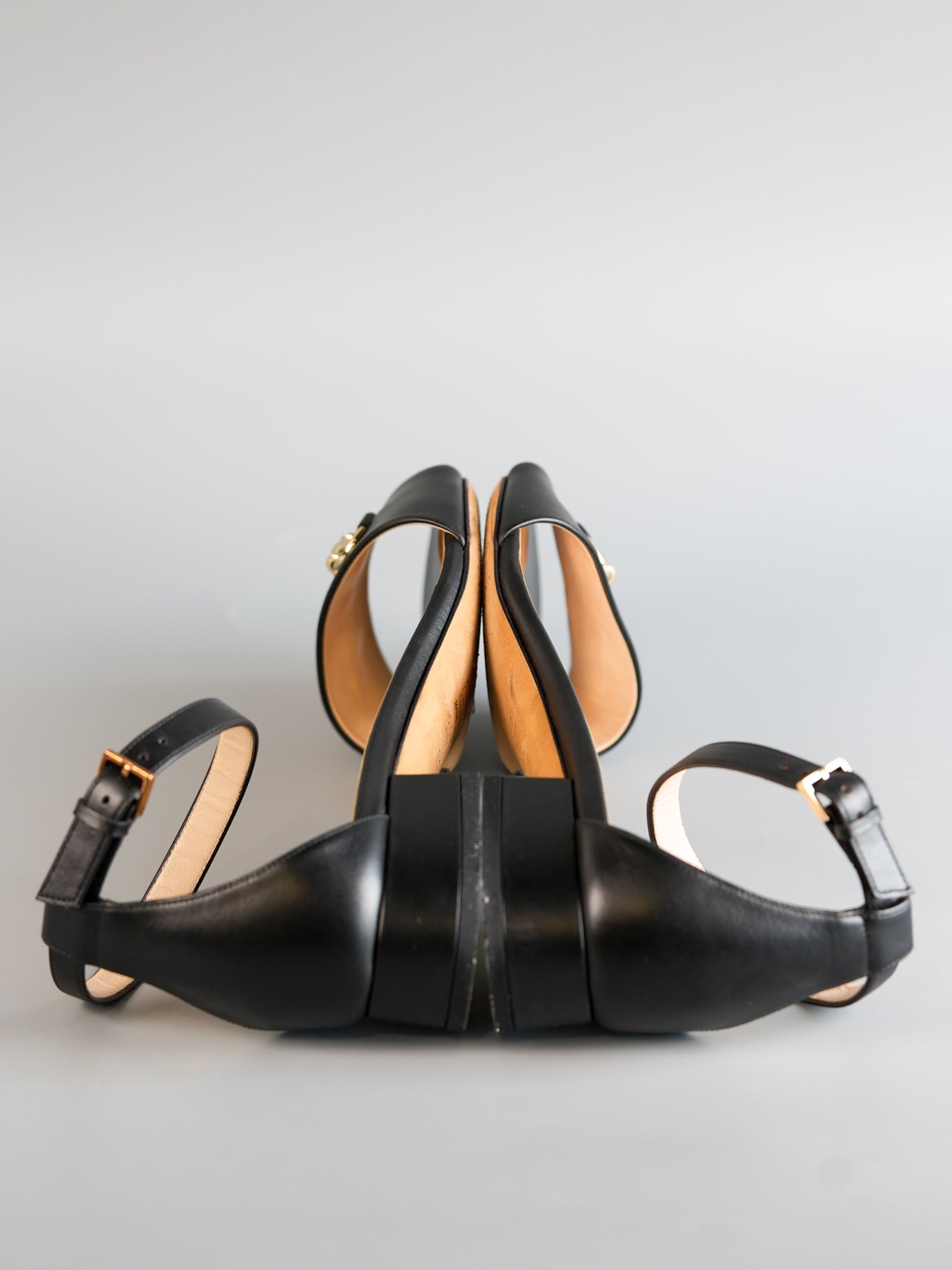 Horsebit Ankle Strap Sandals in Black Leather Size 39.5 EU (26cm) | Purse Maison Luxury Bags Shop