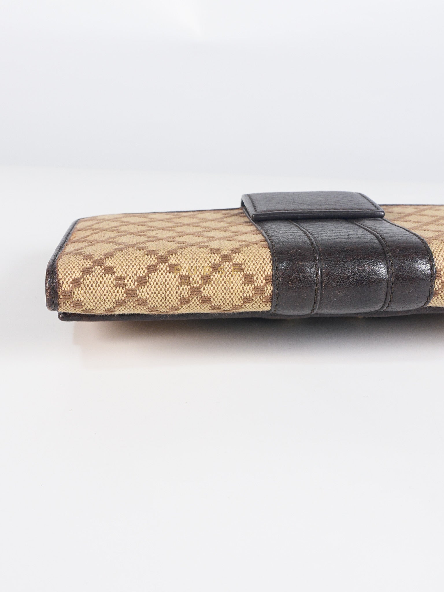 Horsebit Continental Wallet in Brown Diamante Canvas & Gold Hardware | Purse Maison Luxury Bags Shop