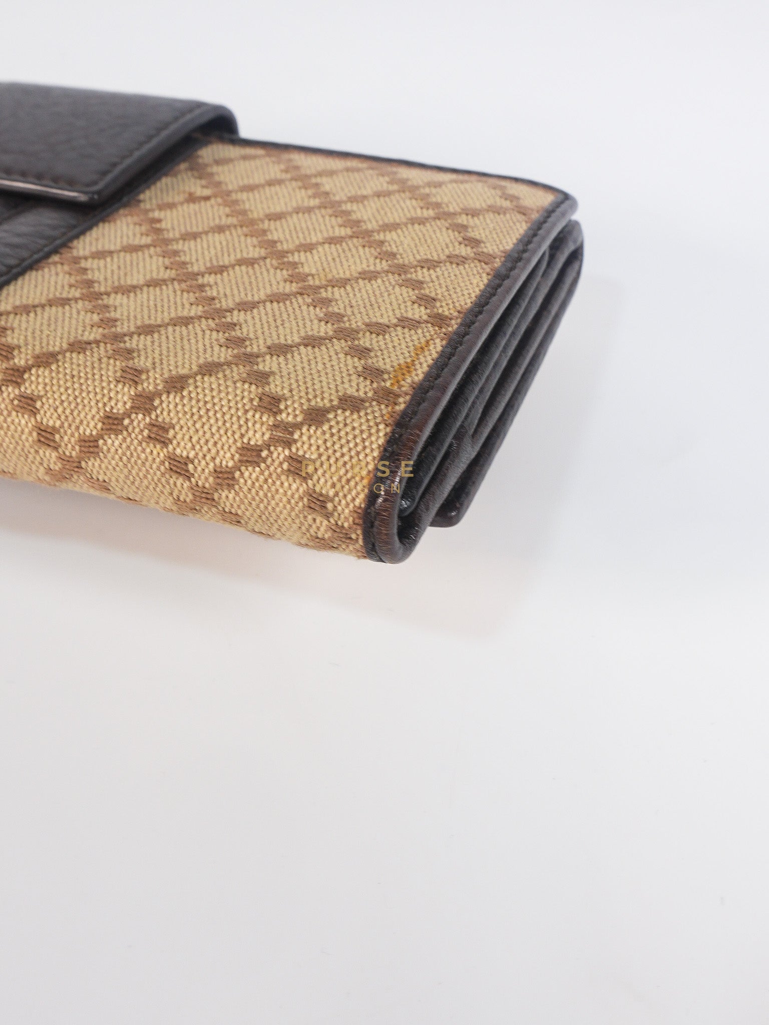 Horsebit Continental Wallet in Brown Diamante Canvas & Gold Hardware | Purse Maison Luxury Bags Shop