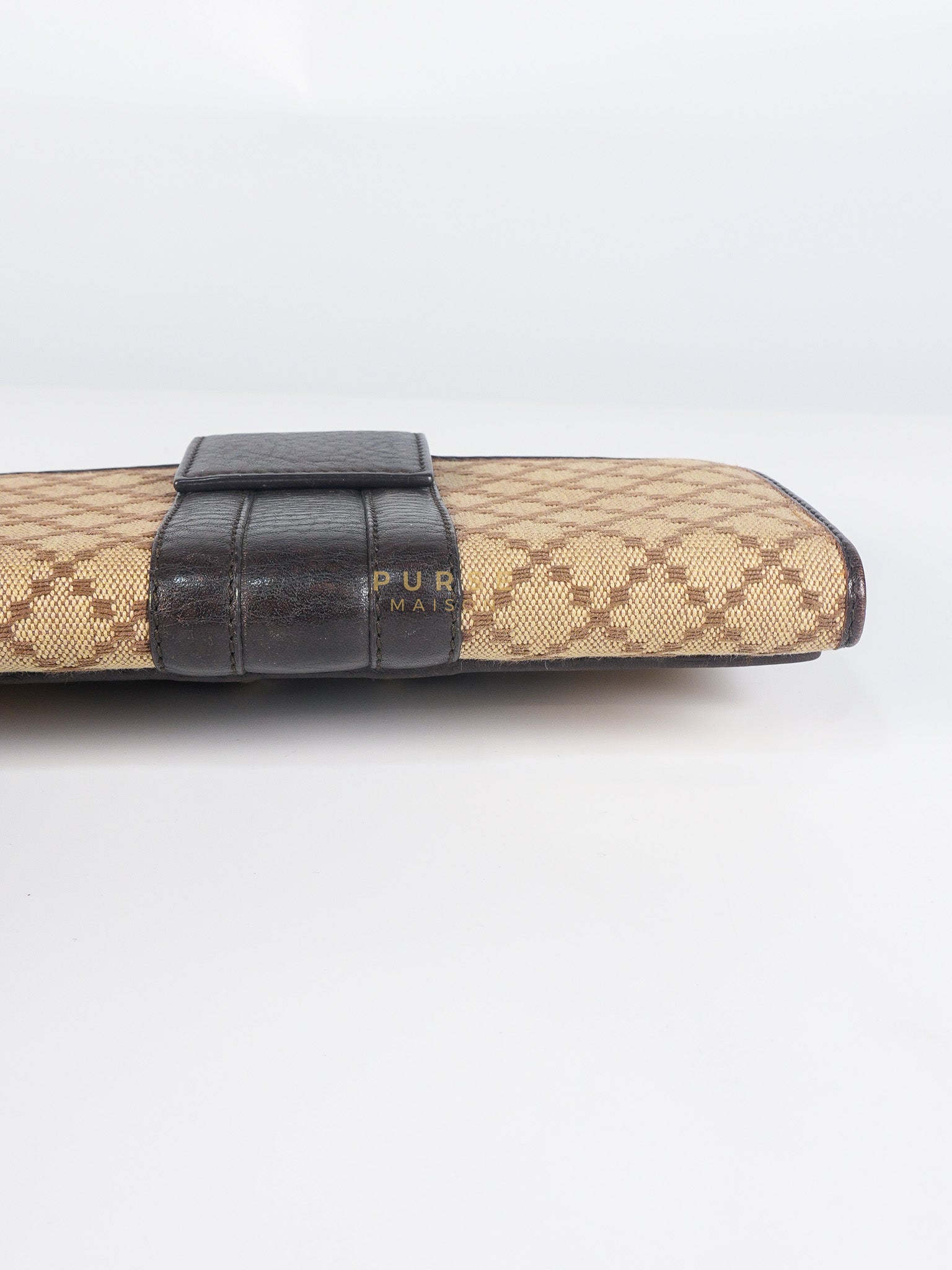 Horsebit Continental Wallet in Brown Diamante Canvas & Gold Hardware | Purse Maison Luxury Bags Shop
