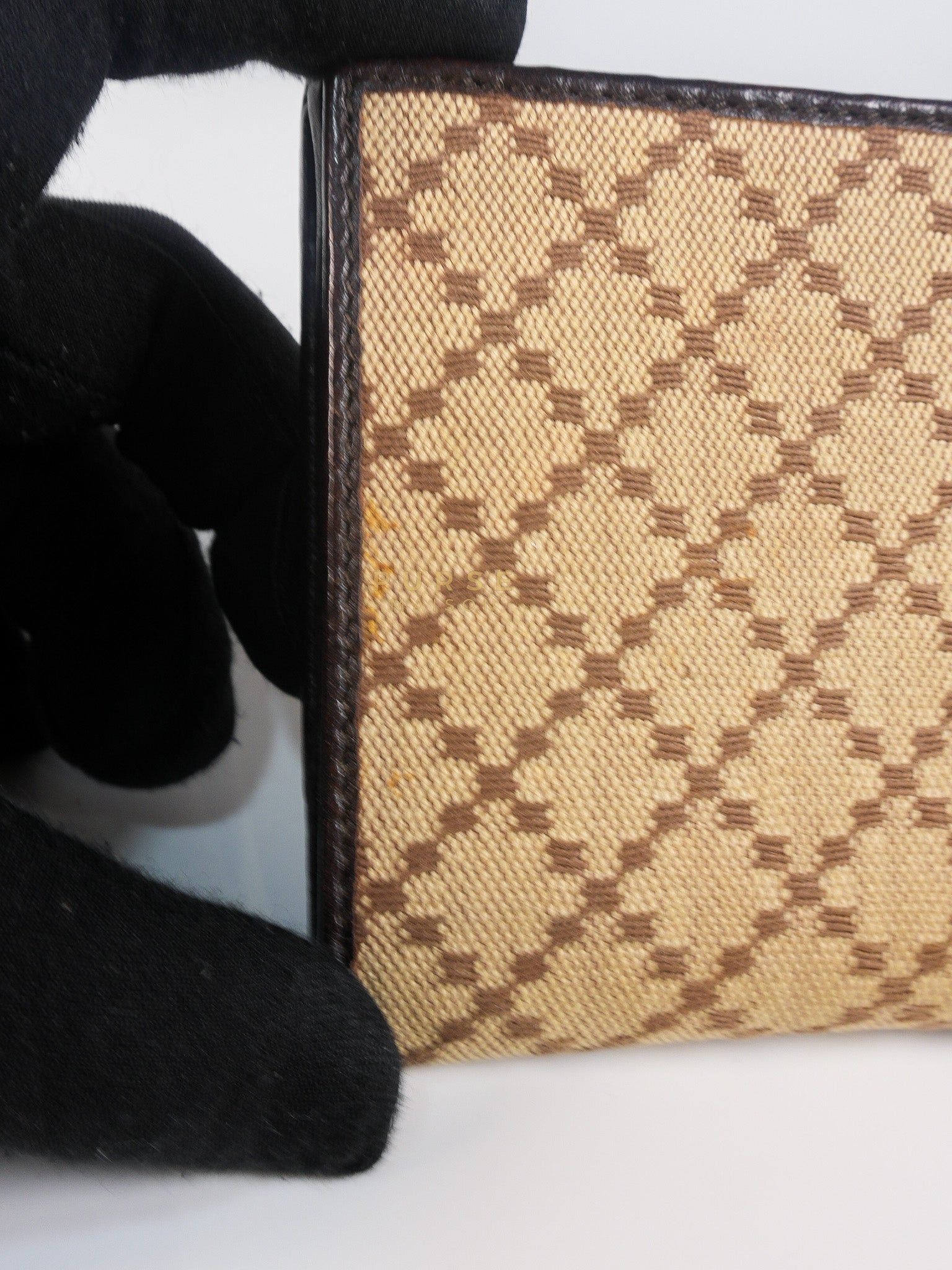 Horsebit Continental Wallet in Brown Diamante Canvas & Gold Hardware | Purse Maison Luxury Bags Shop