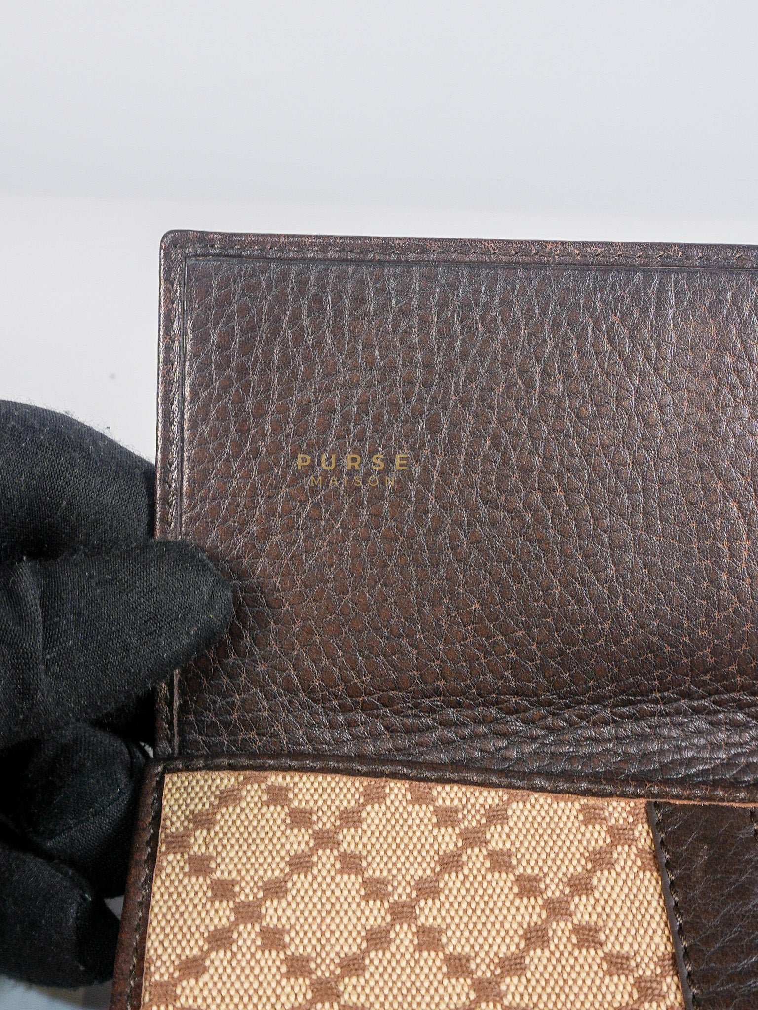 Horsebit Continental Wallet in Brown Diamante Canvas & Gold Hardware | Purse Maison Luxury Bags Shop