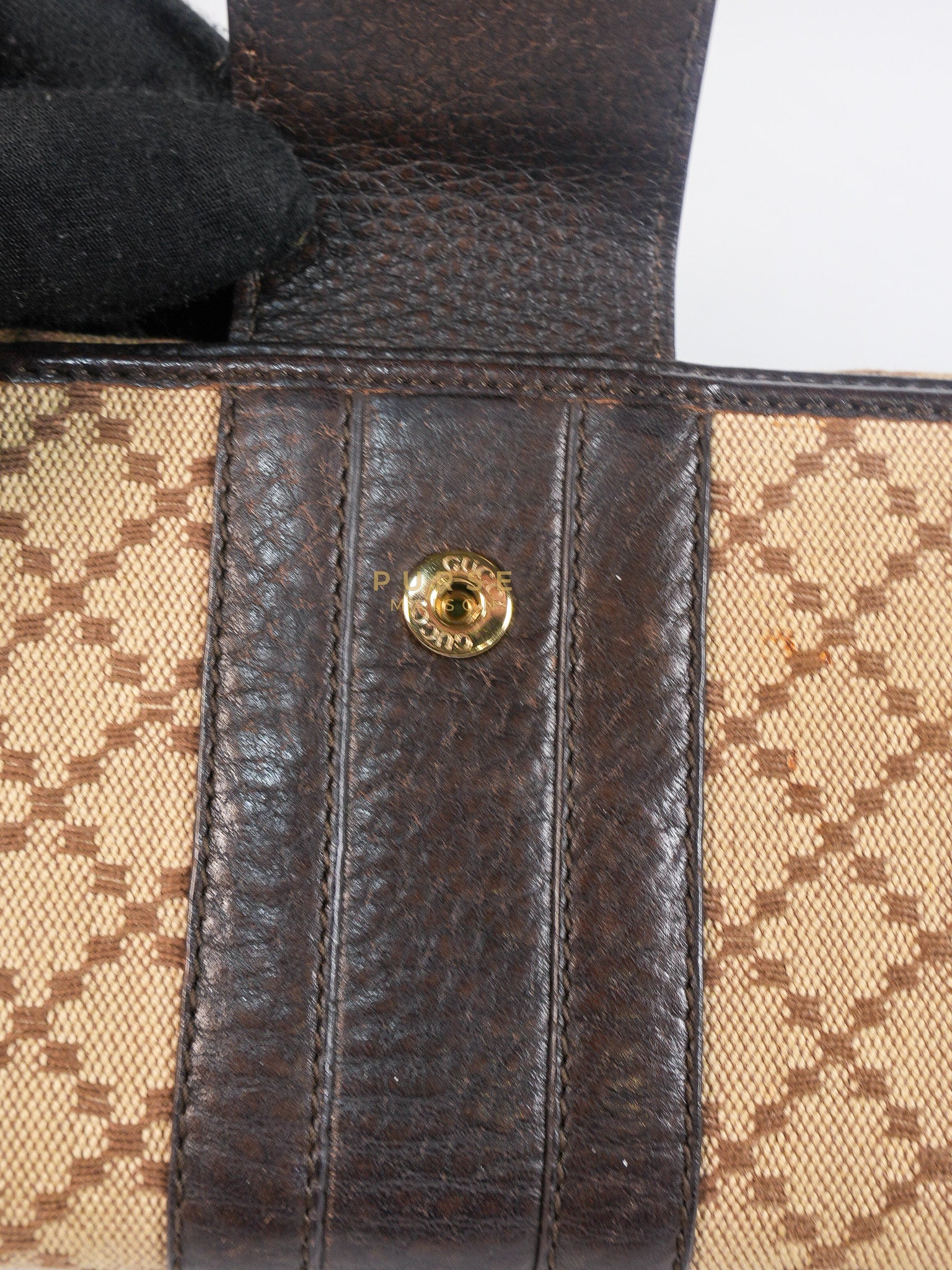 Horsebit Continental Wallet in Brown Diamante Canvas & Gold Hardware | Purse Maison Luxury Bags Shop
