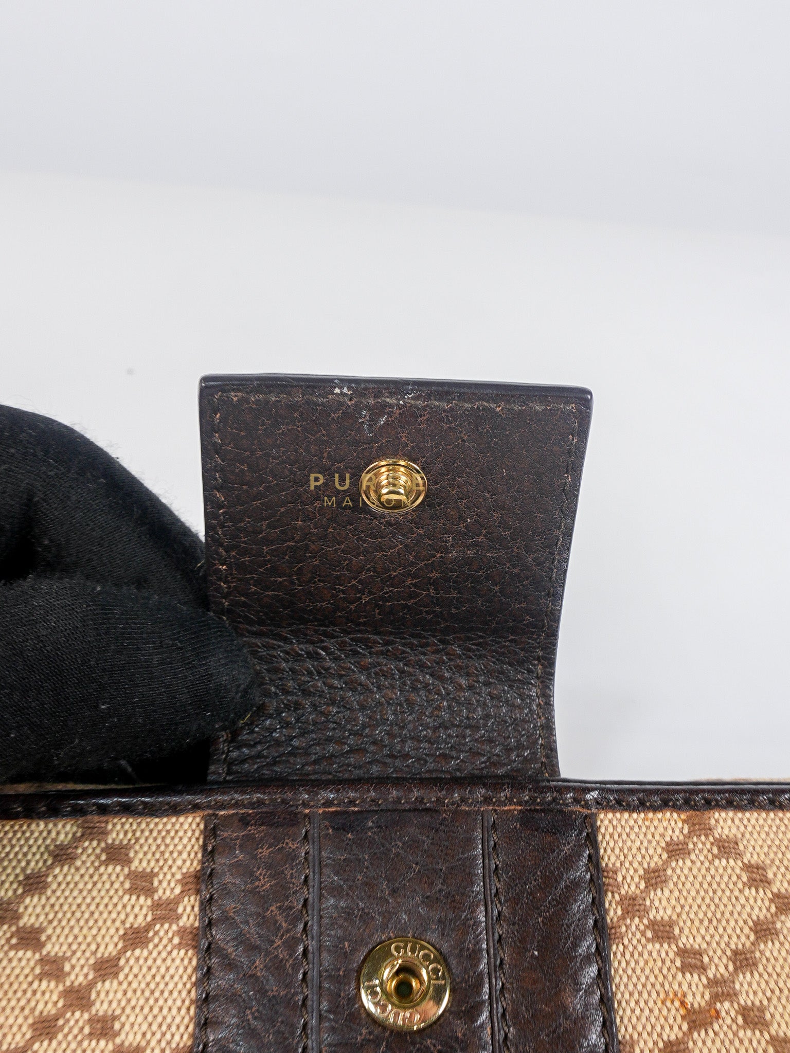 Horsebit Continental Wallet in Brown Diamante Canvas & Gold Hardware | Purse Maison Luxury Bags Shop