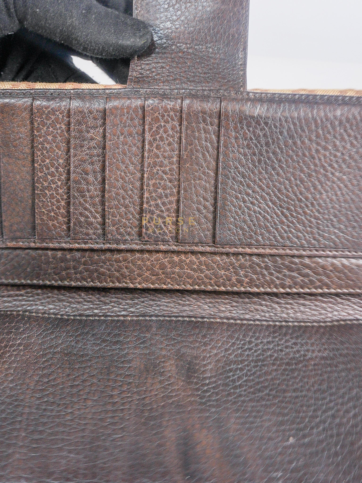 Horsebit Continental Wallet in Brown Diamante Canvas & Gold Hardware | Purse Maison Luxury Bags Shop