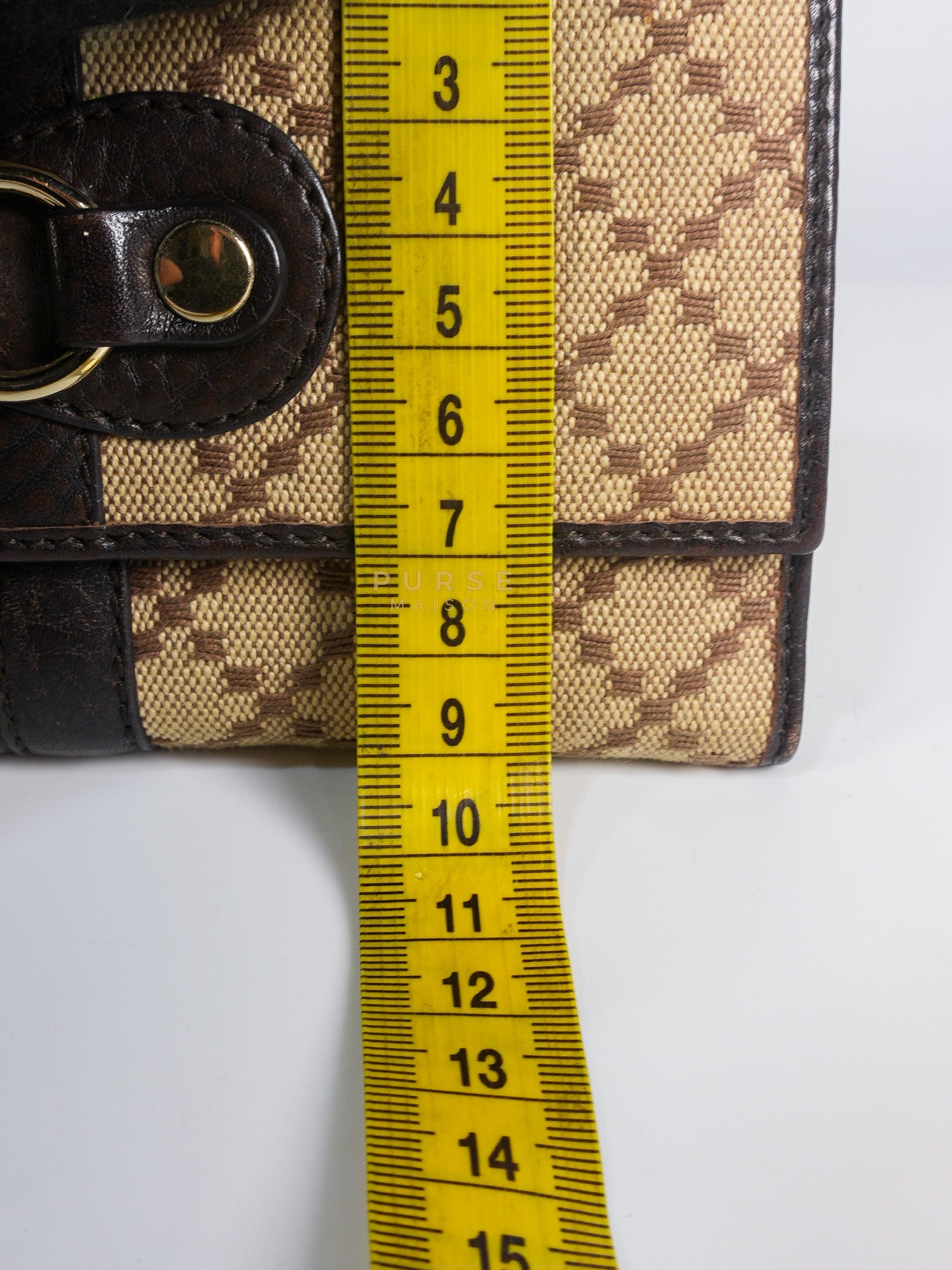 Horsebit Continental Wallet in Brown Diamante Canvas & Gold Hardware | Purse Maison Luxury Bags Shop