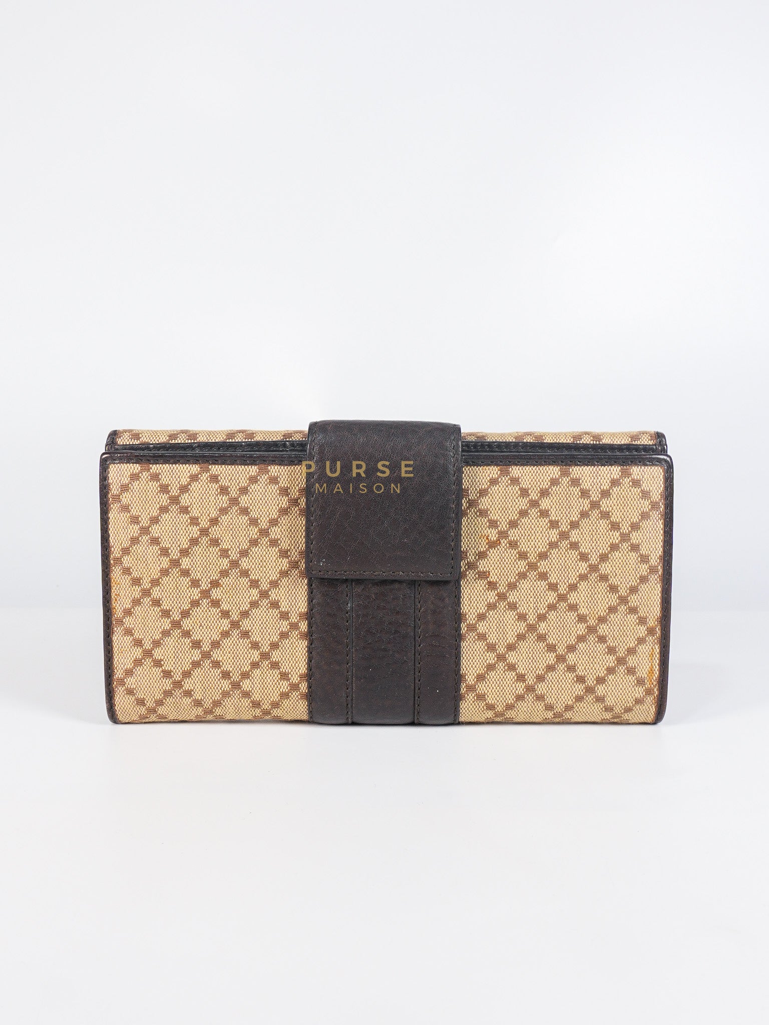 Horsebit Continental Wallet in Brown Diamante Canvas & Gold Hardware | Purse Maison Luxury Bags Shop