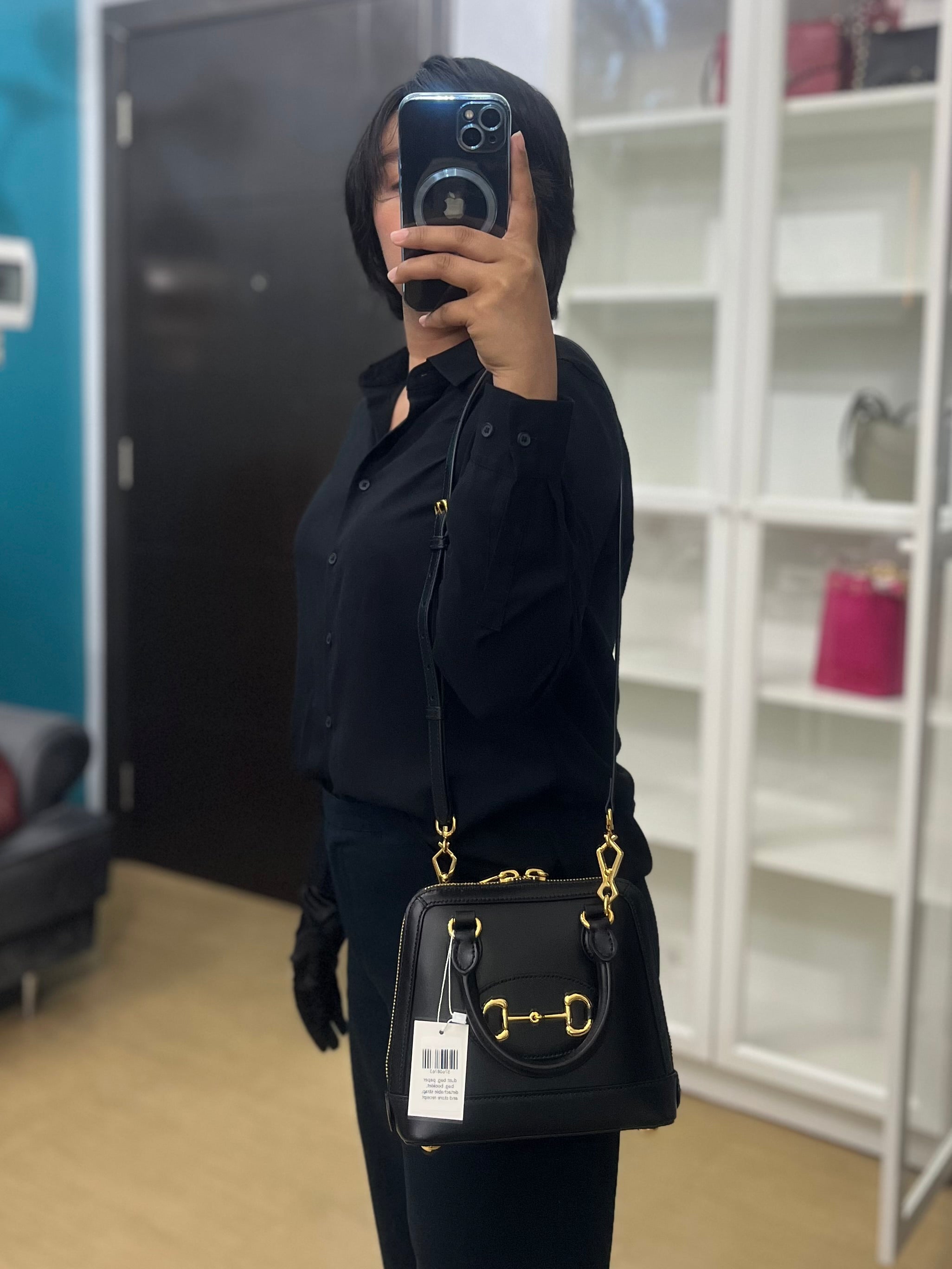 Horsebit Mini Top Handle Black Bag | Purse Maison Luxury Bags Shop