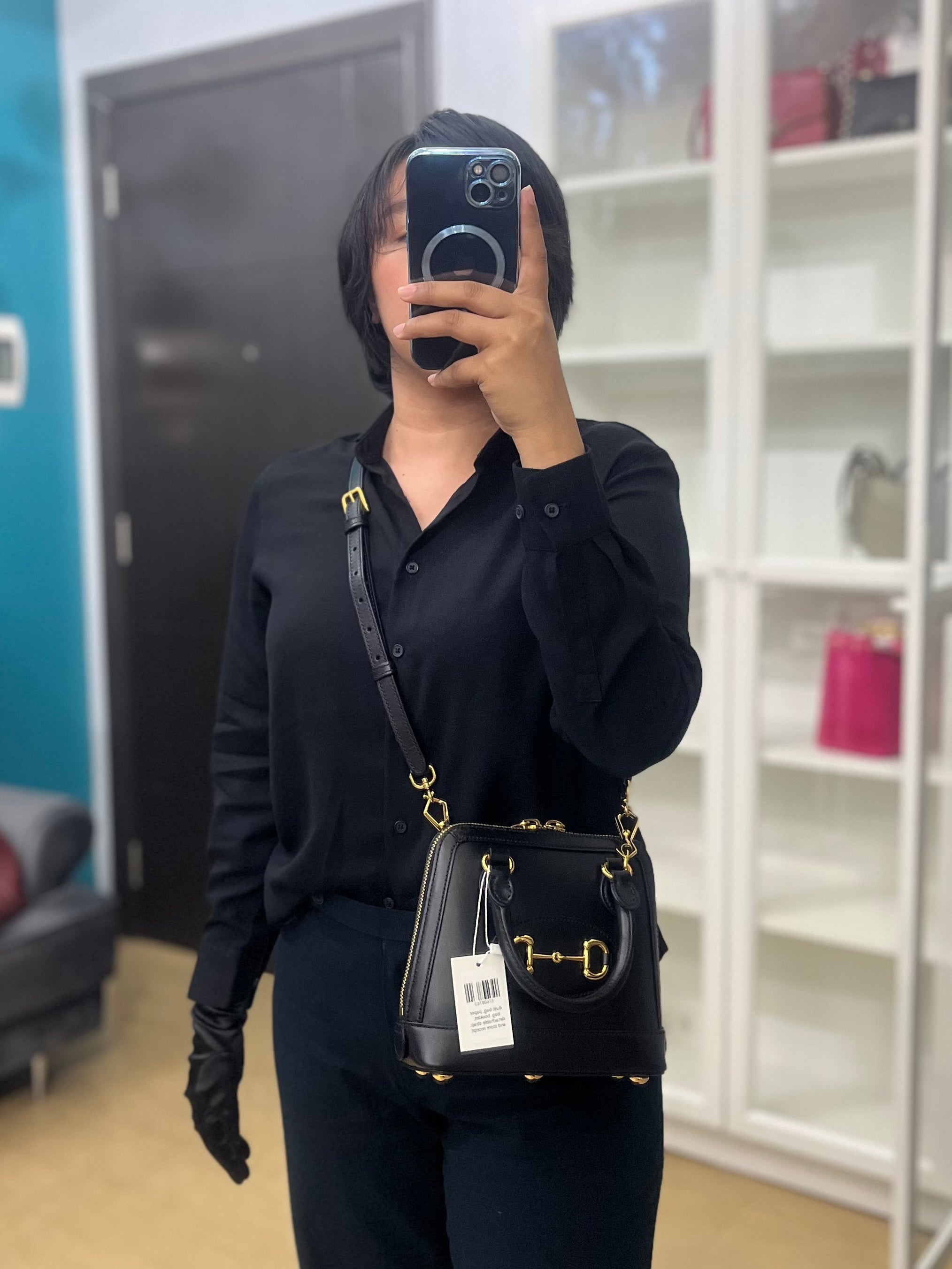 Horsebit Mini Top Handle Black Bag | Purse Maison Luxury Bags Shop