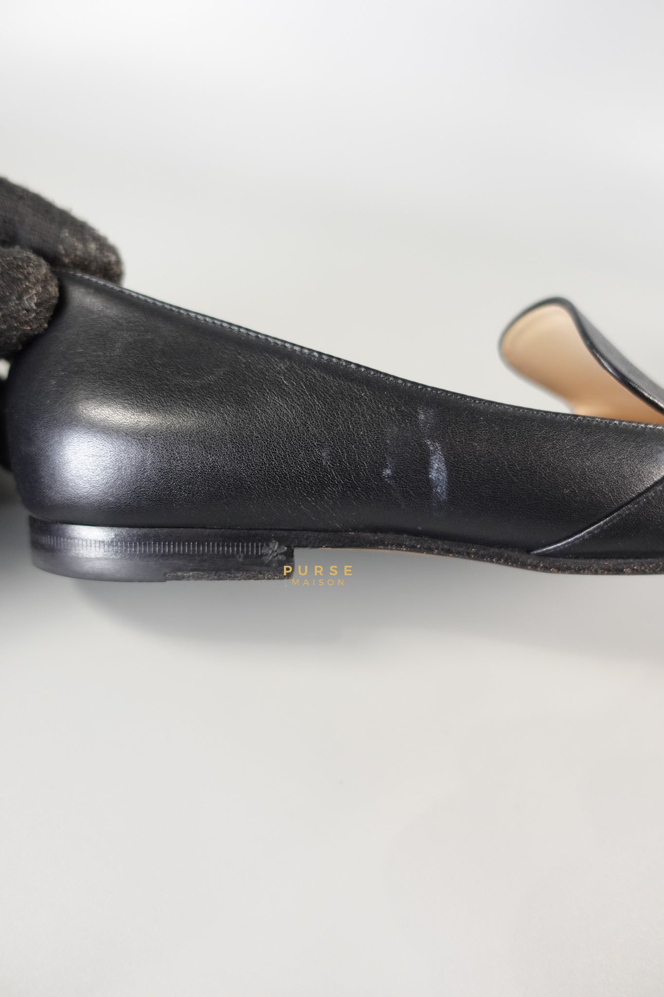 Horsebit Toe Leather Black Loafers Size 36.5 EU (22.5cm) | Purse Maison Luxury Bags Shop