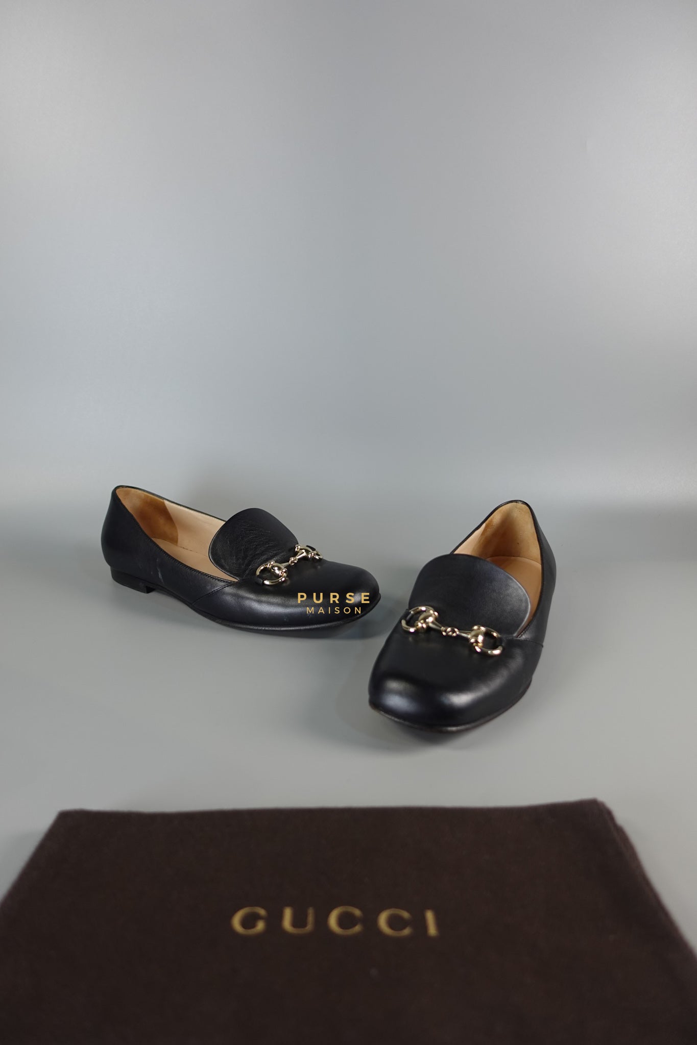 Horsebit Toe Leather Black Loafers Size 36.5 EU (22.5cm) | Purse Maison Luxury Bags Shop