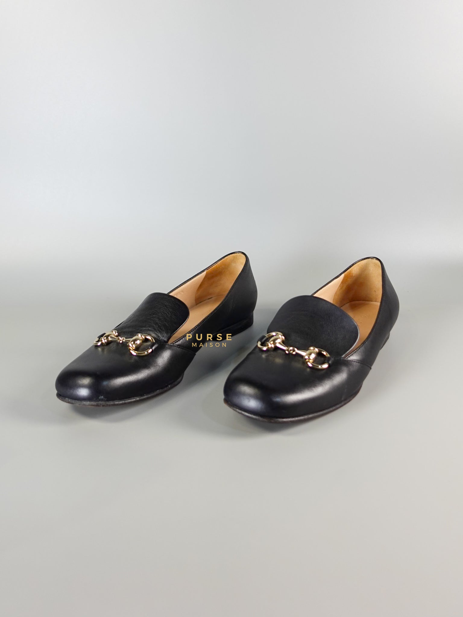 Horsebit Toe Leather Black Loafers Size 36.5 EU (22.5cm) | Purse Maison Luxury Bags Shop