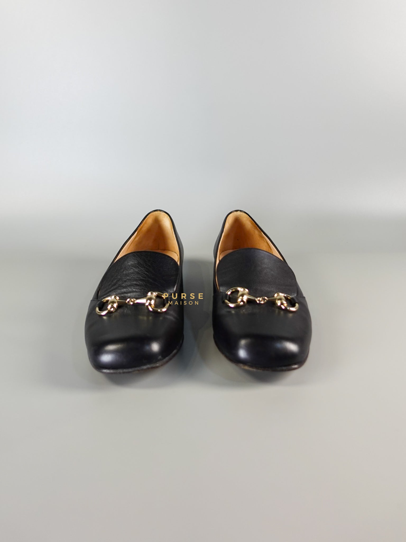 Horsebit Toe Leather Black Loafers Size 36.5 EU (22.5cm) | Purse Maison Luxury Bags Shop