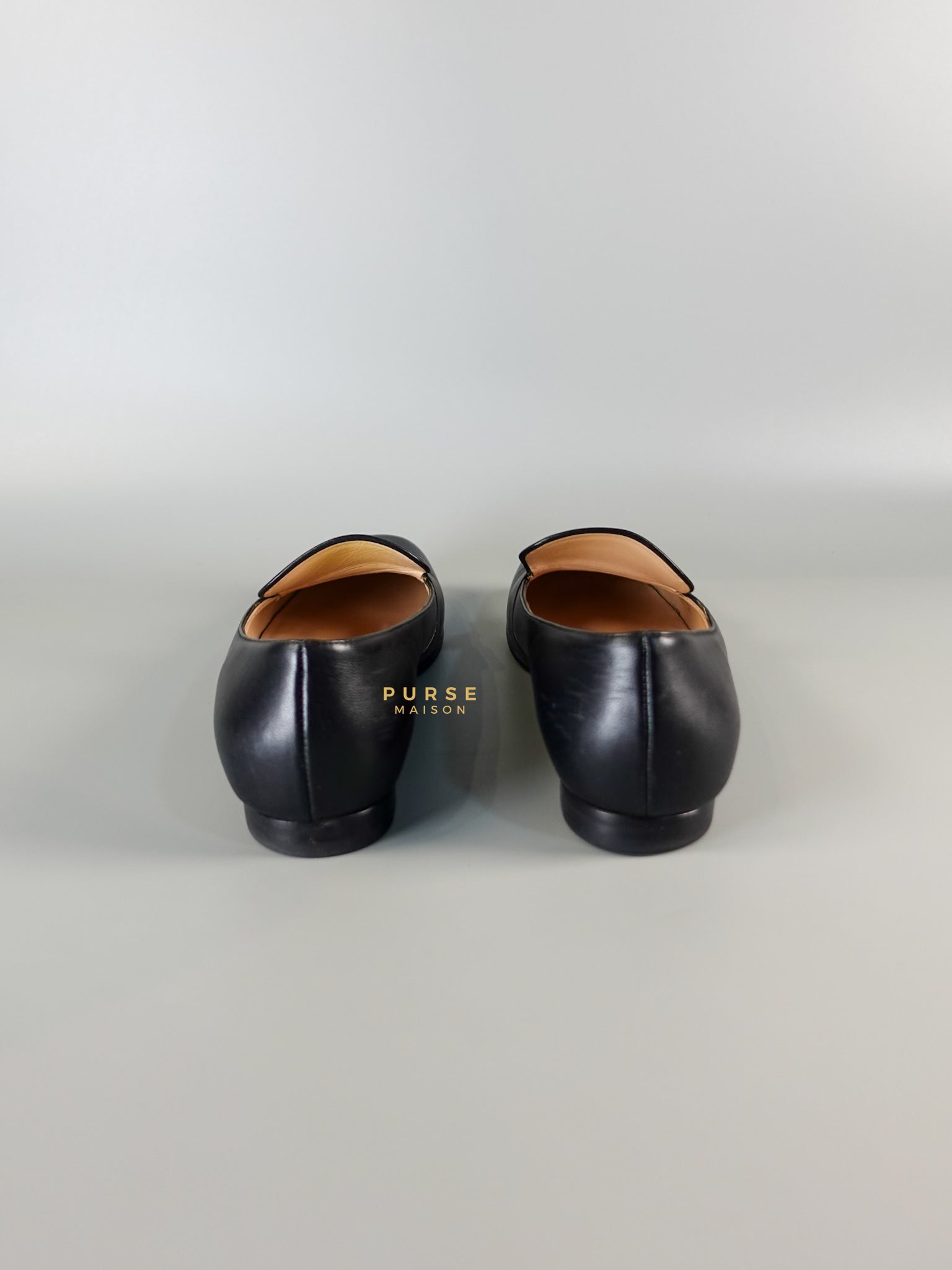 Horsebit Toe Leather Black Loafers Size 36.5 EU (22.5cm) | Purse Maison Luxury Bags Shop