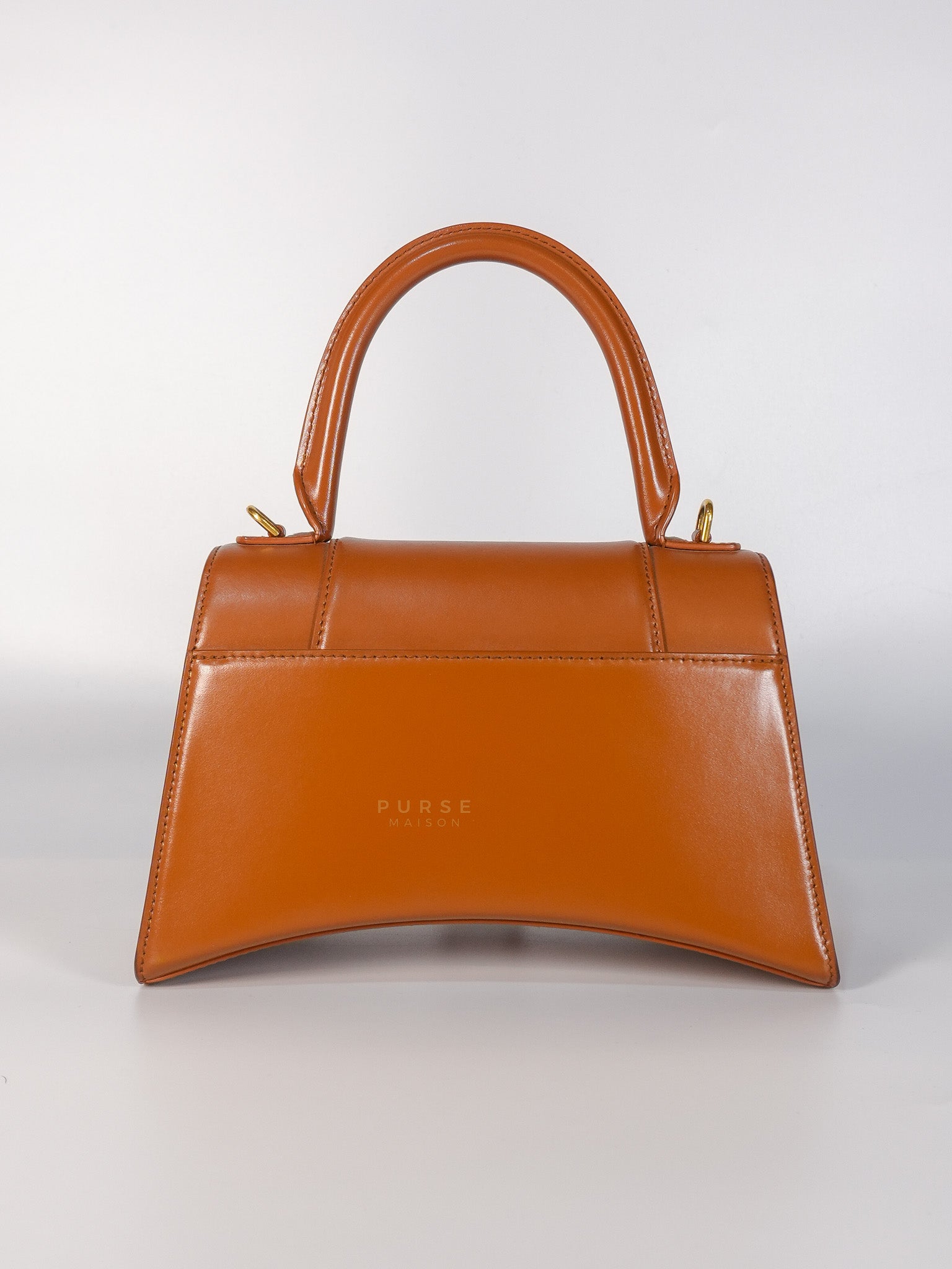 Hourglass in Brown Leather Top Handle Bag | Purse Maison Luxury Bags Shop