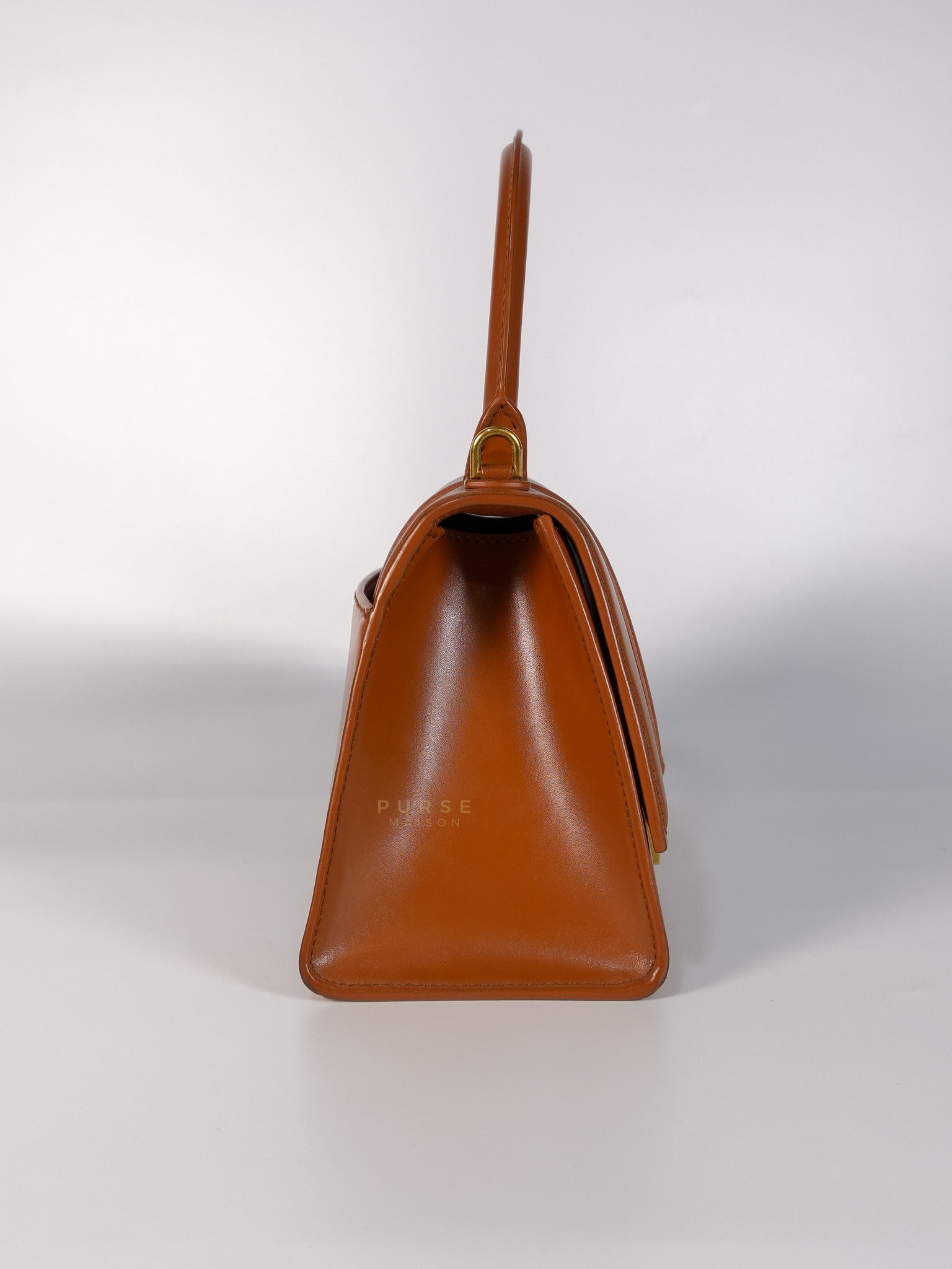 Hourglass in Brown Leather Top Handle Bag | Purse Maison Luxury Bags Shop