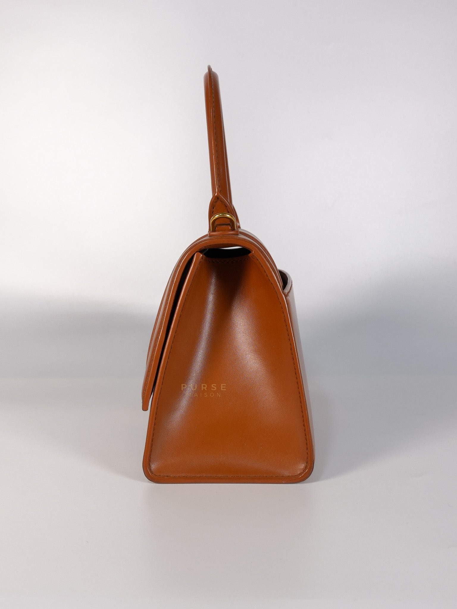 Hourglass in Brown Leather Top Handle Bag | Purse Maison Luxury Bags Shop