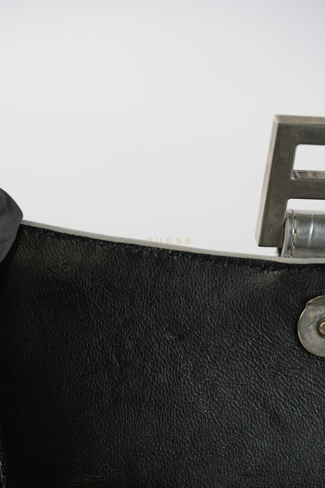 Hourglass Mini in Metallic Silver Crocodile Embossed Leather | Purse Maison Luxury Bags Shop