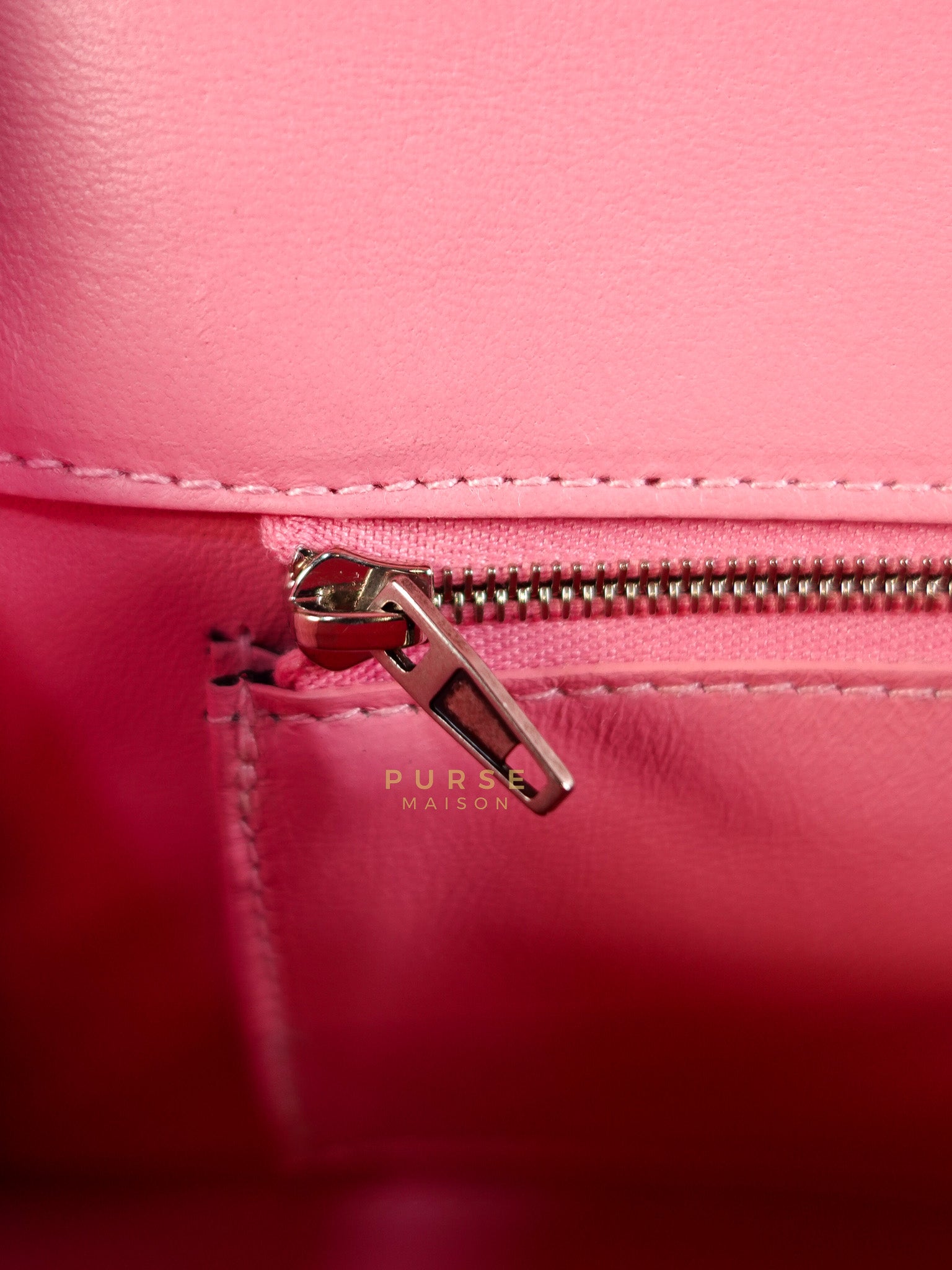 Hourglass Top Handle Bag Small in Pink Crododile Embosed Leather & Silver Hardware | Purse Maison Luxury Bags Shop