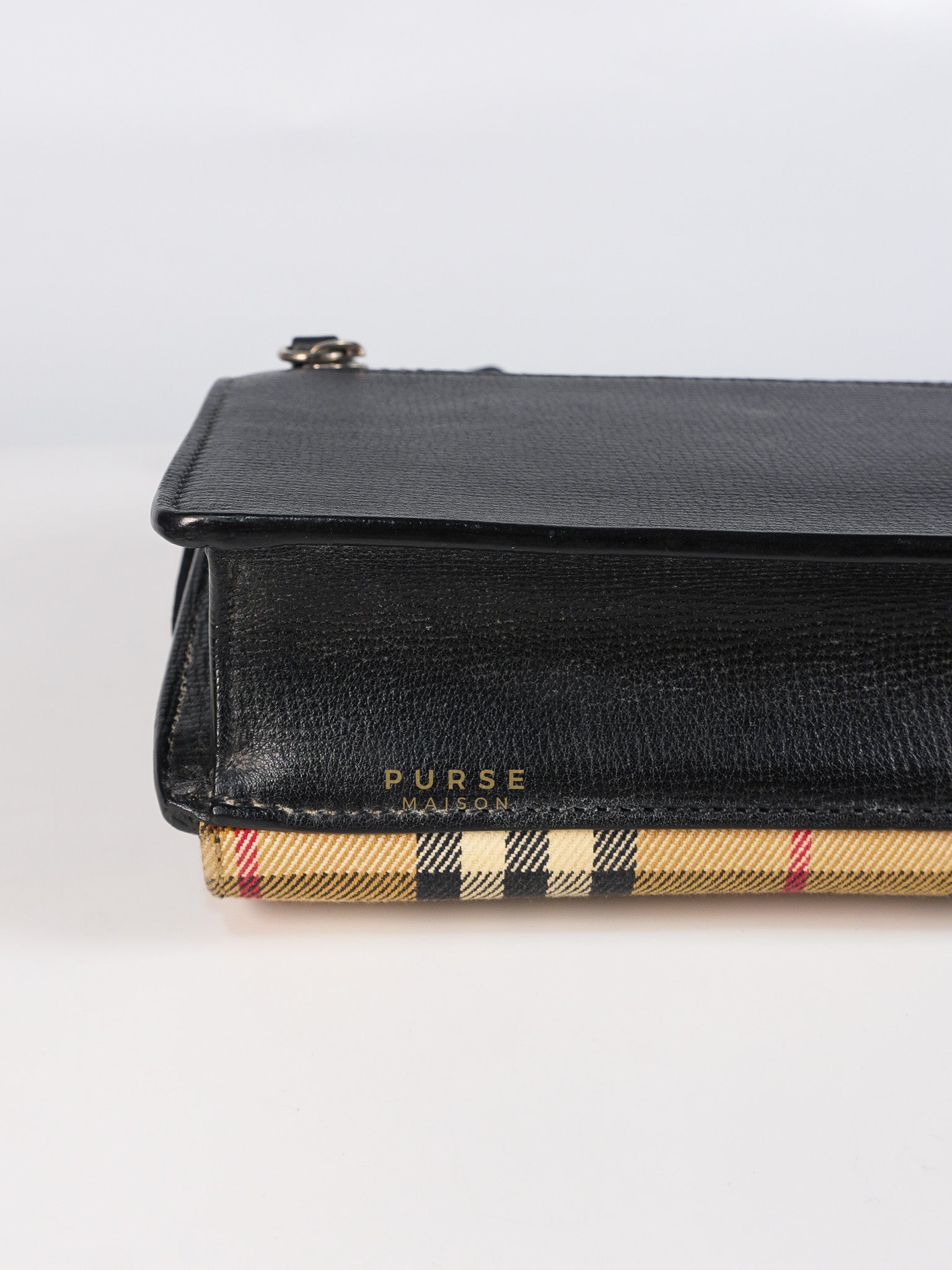 House Check Baby Macken Bag in Black & Beige Multicolor & Silver Hardware | Purse Maison Luxury Bags Shop