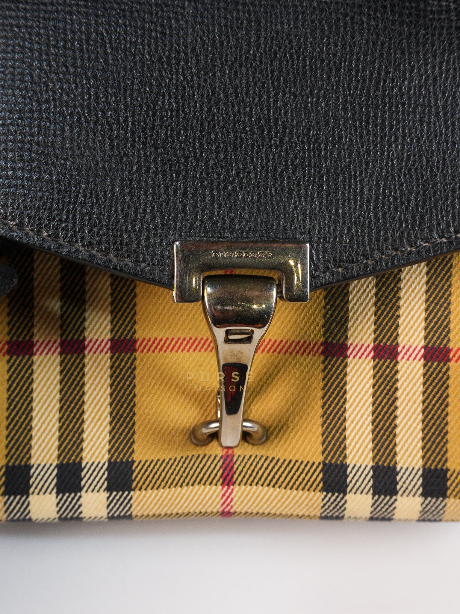 House Check Baby Macken Bag in Black & Beige Multicolor & Silver Hardware | Purse Maison Luxury Bags Shop