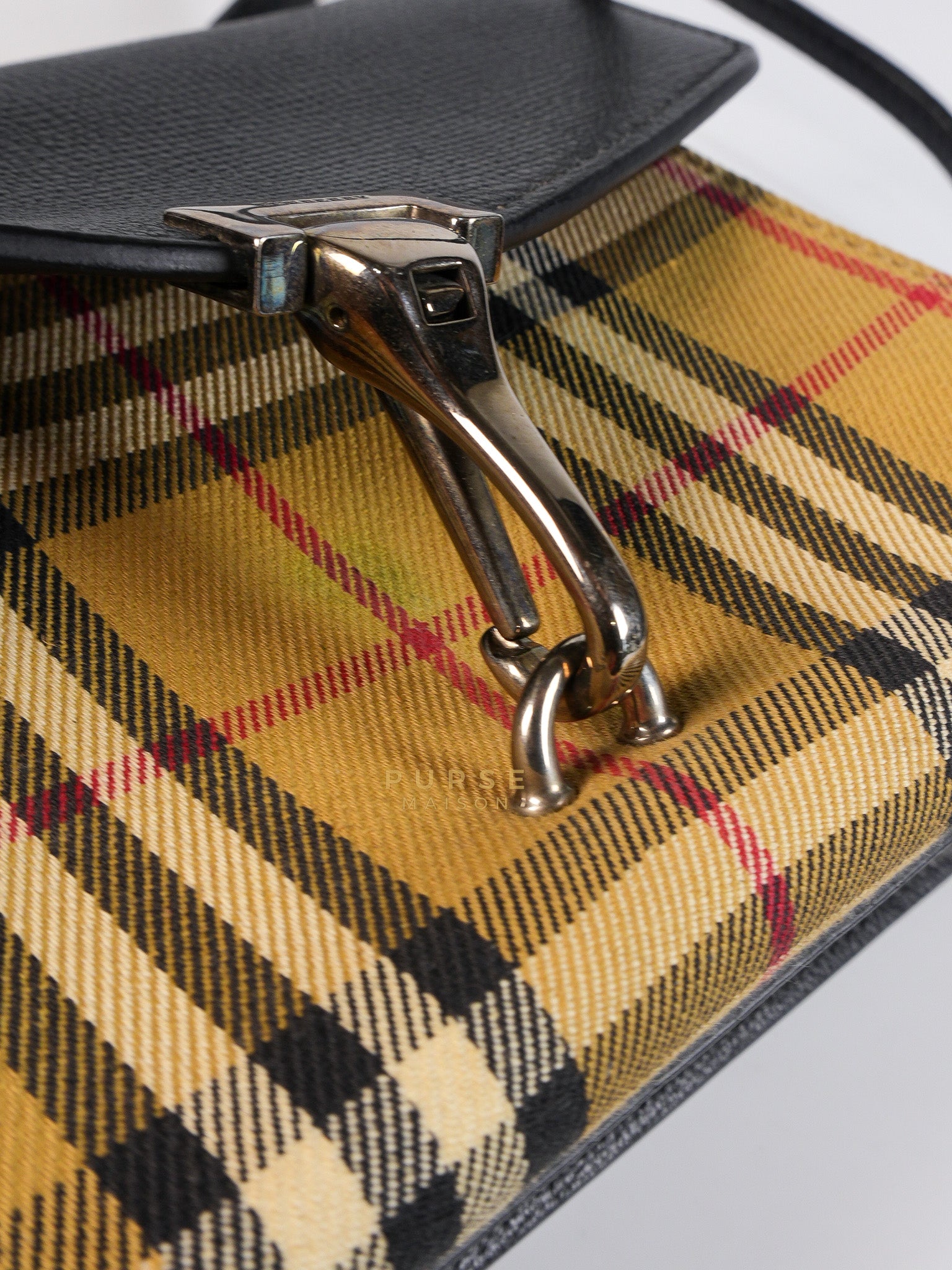 House Check Baby Macken Bag in Black & Beige Multicolor & Silver Hardware | Purse Maison Luxury Bags Shop