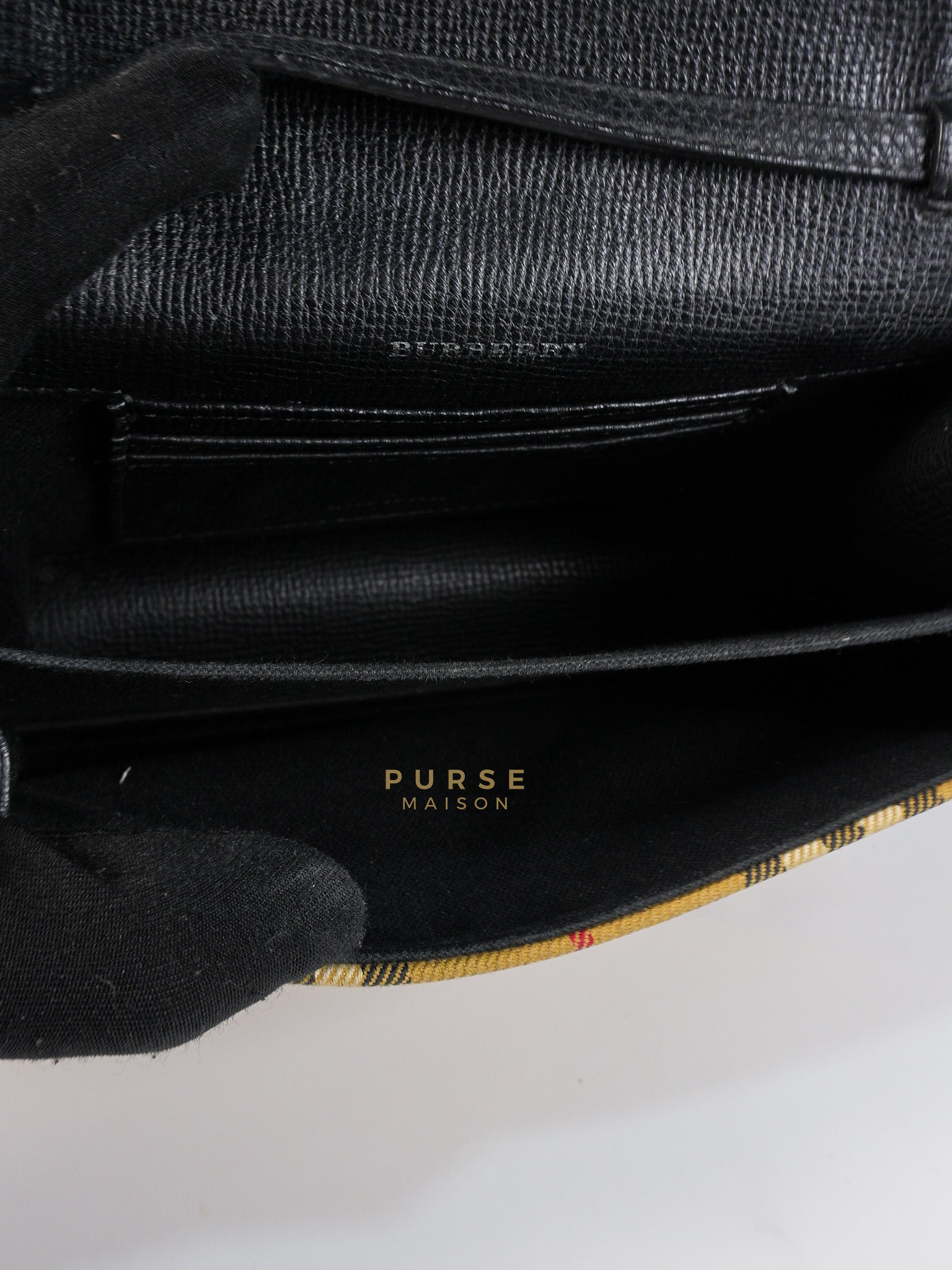 House Check Baby Macken Bag in Black & Beige Multicolor & Silver Hardware | Purse Maison Luxury Bags Shop