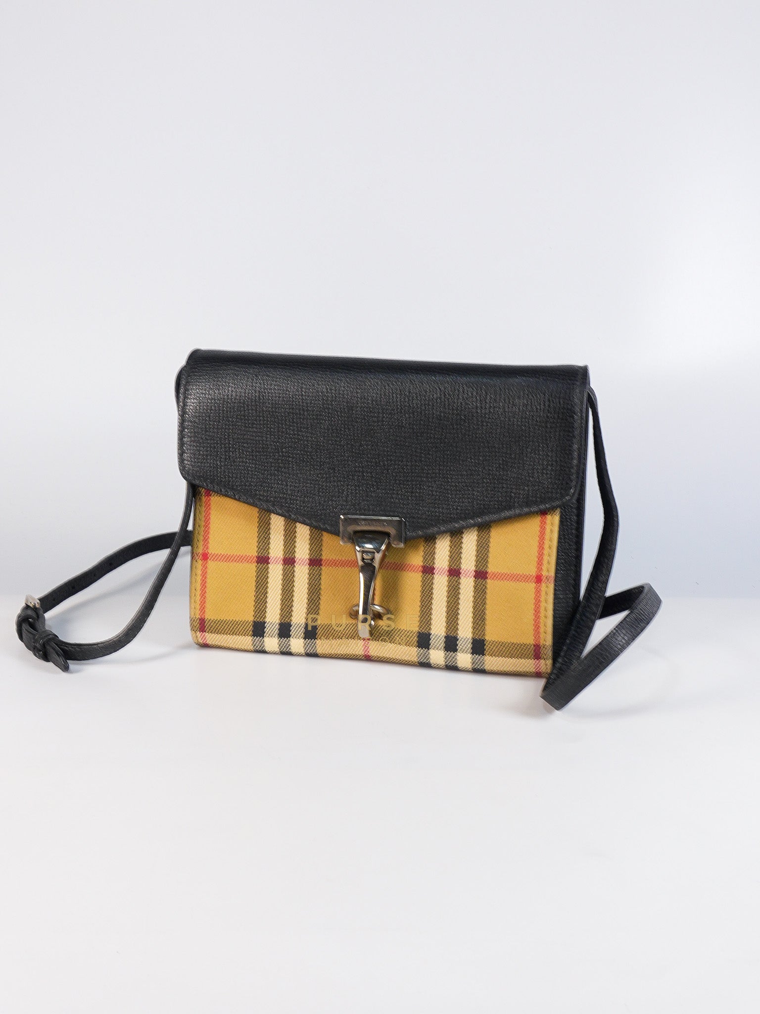 House Check Baby Macken Bag in Black & Beige Multicolor & Silver Hardware | Purse Maison Luxury Bags Shop