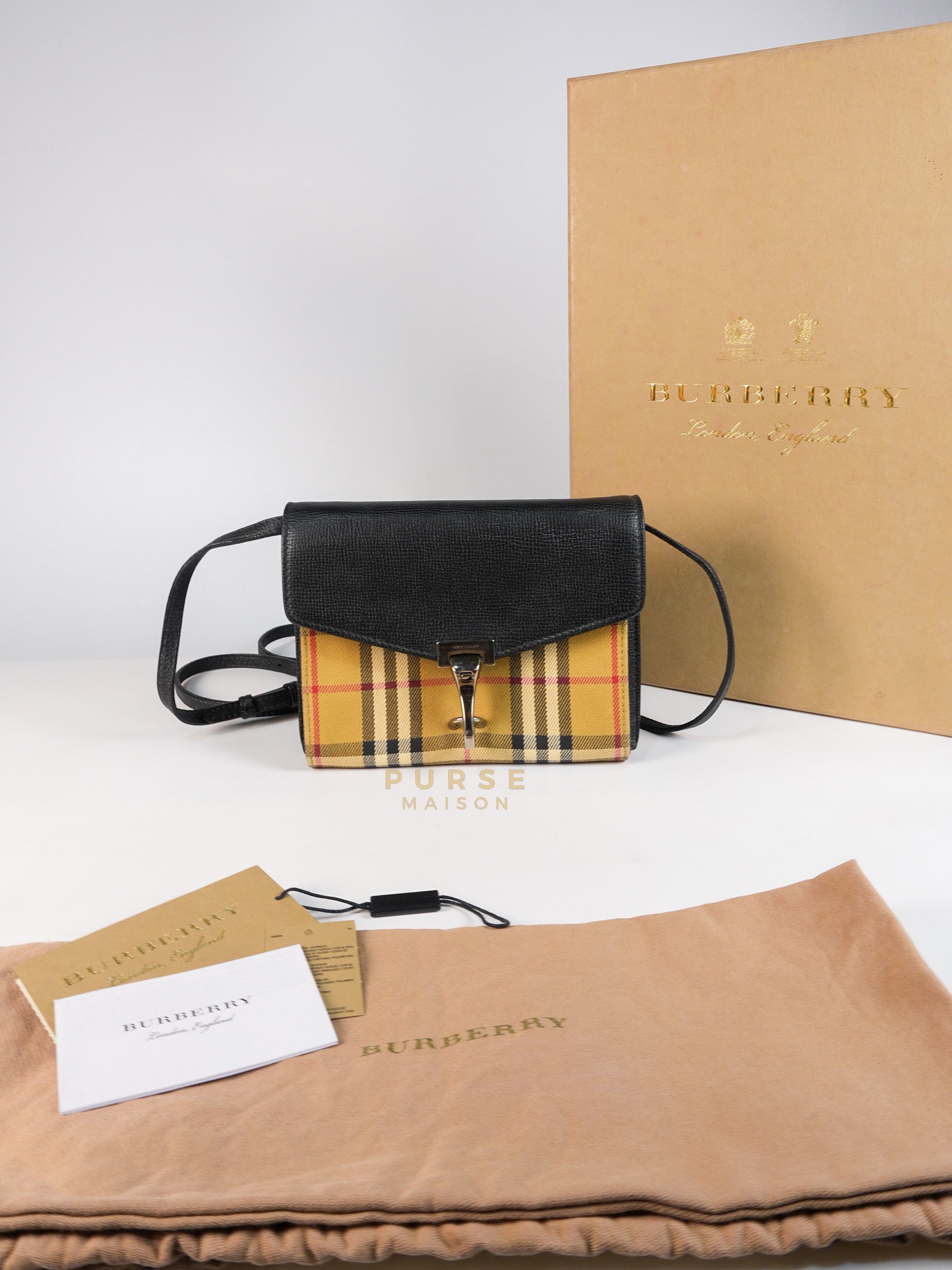 House Check Baby Macken Bag in Black & Beige Multicolor & Silver Hardware | Purse Maison Luxury Bags Shop