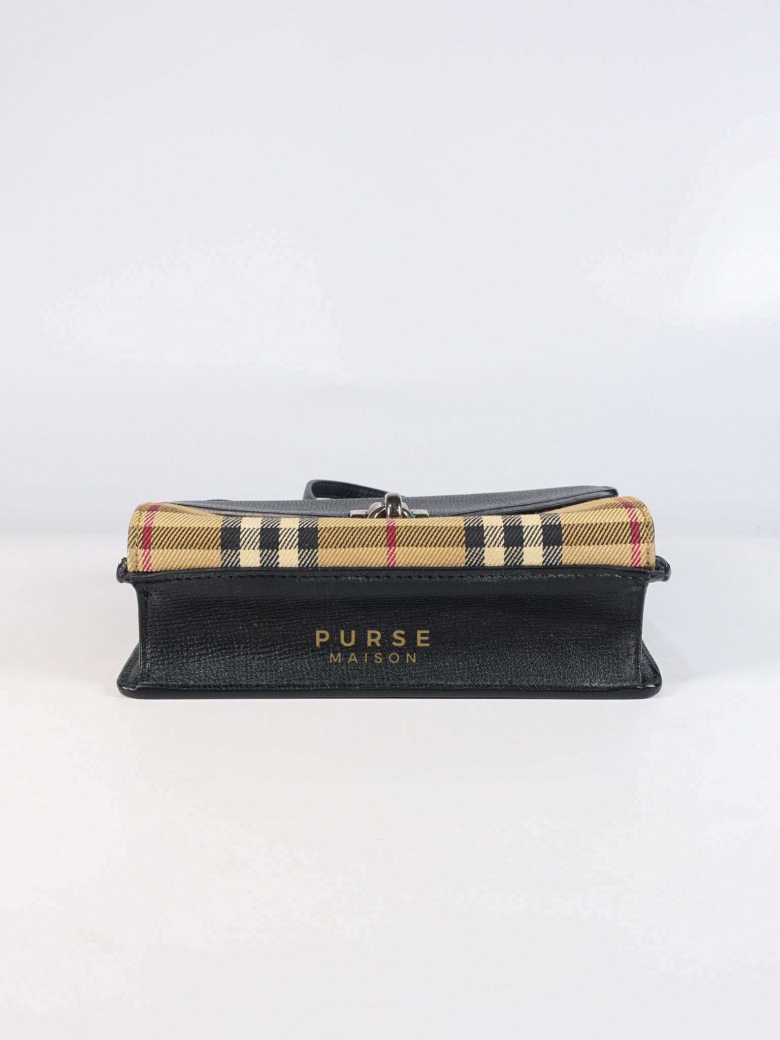 House Check Baby Macken Bag in Black & Beige Multicolor & Silver Hardware | Purse Maison Luxury Bags Shop