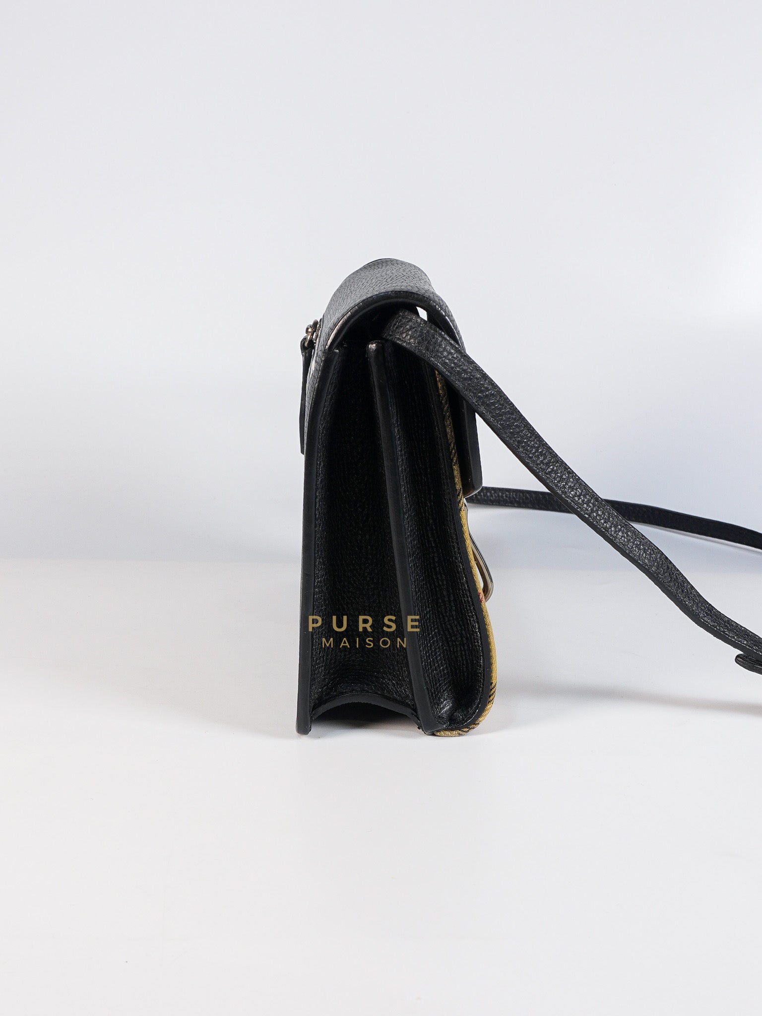 House Check Baby Macken Bag in Black & Beige Multicolor & Silver Hardware | Purse Maison Luxury Bags Shop