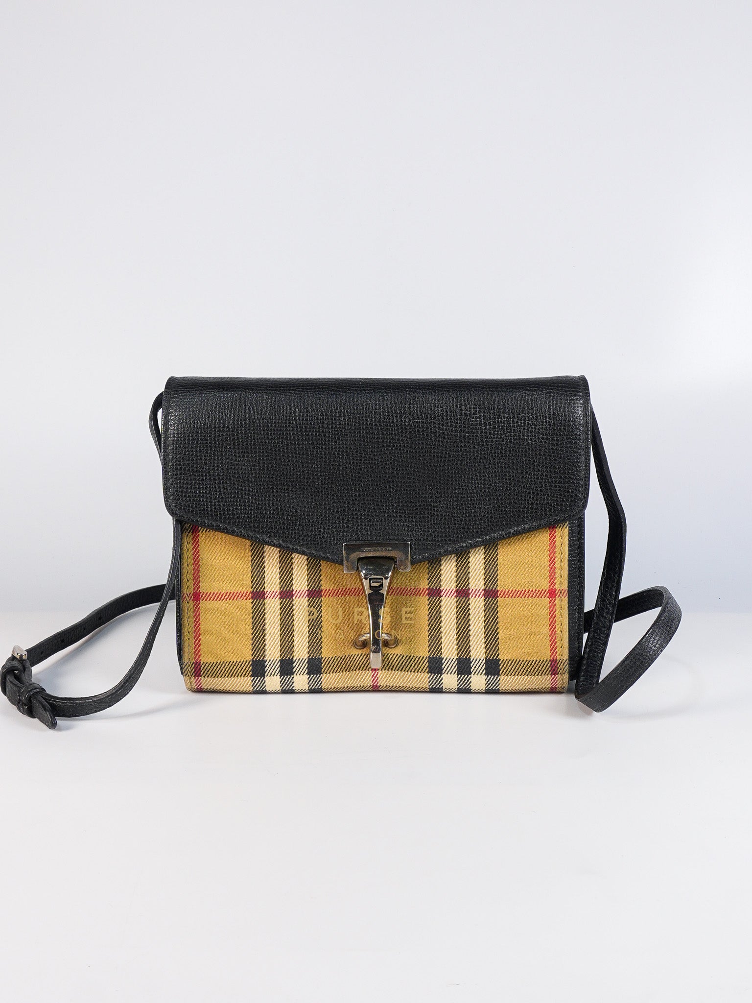 House Check Baby Macken Bag in Black & Beige Multicolor & Silver Hardware | Purse Maison Luxury Bags Shop