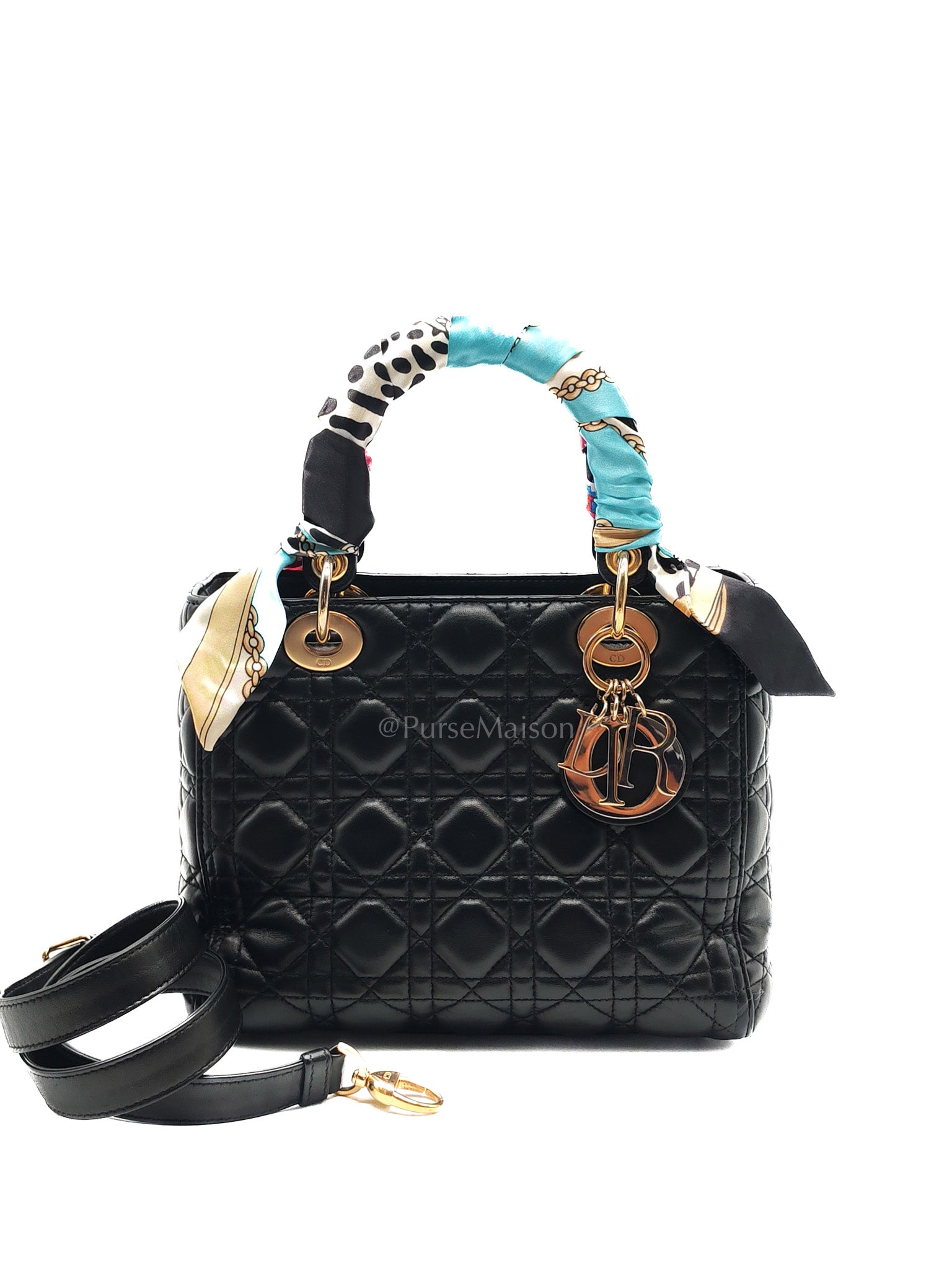Christian Dior Lady Dior in Black Cannage Lambskin Leather Shoulder Bag