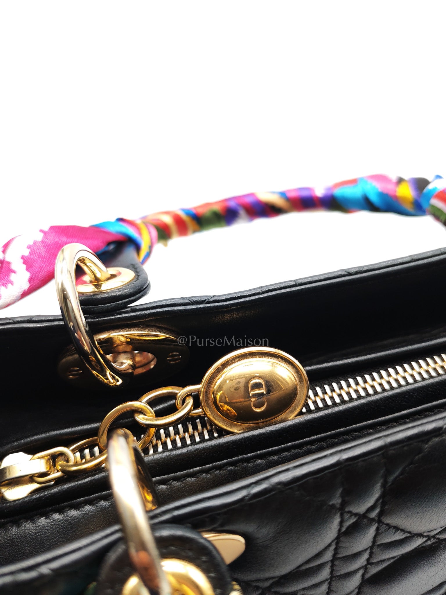 Christian Dior Lady Dior in Black Cannage Lambskin Leather Shoulder Bag