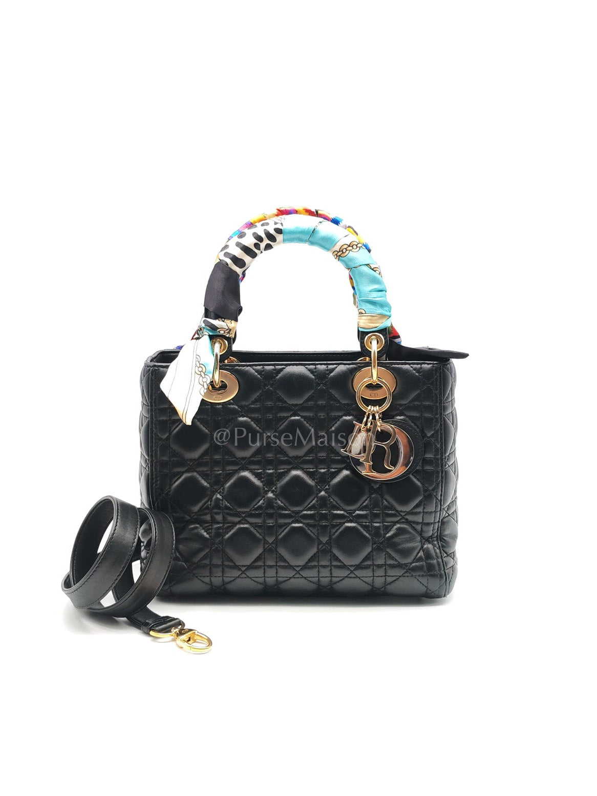 Christian Dior Lady Dior in Black Cannage Lambskin Leather Shoulder Bag