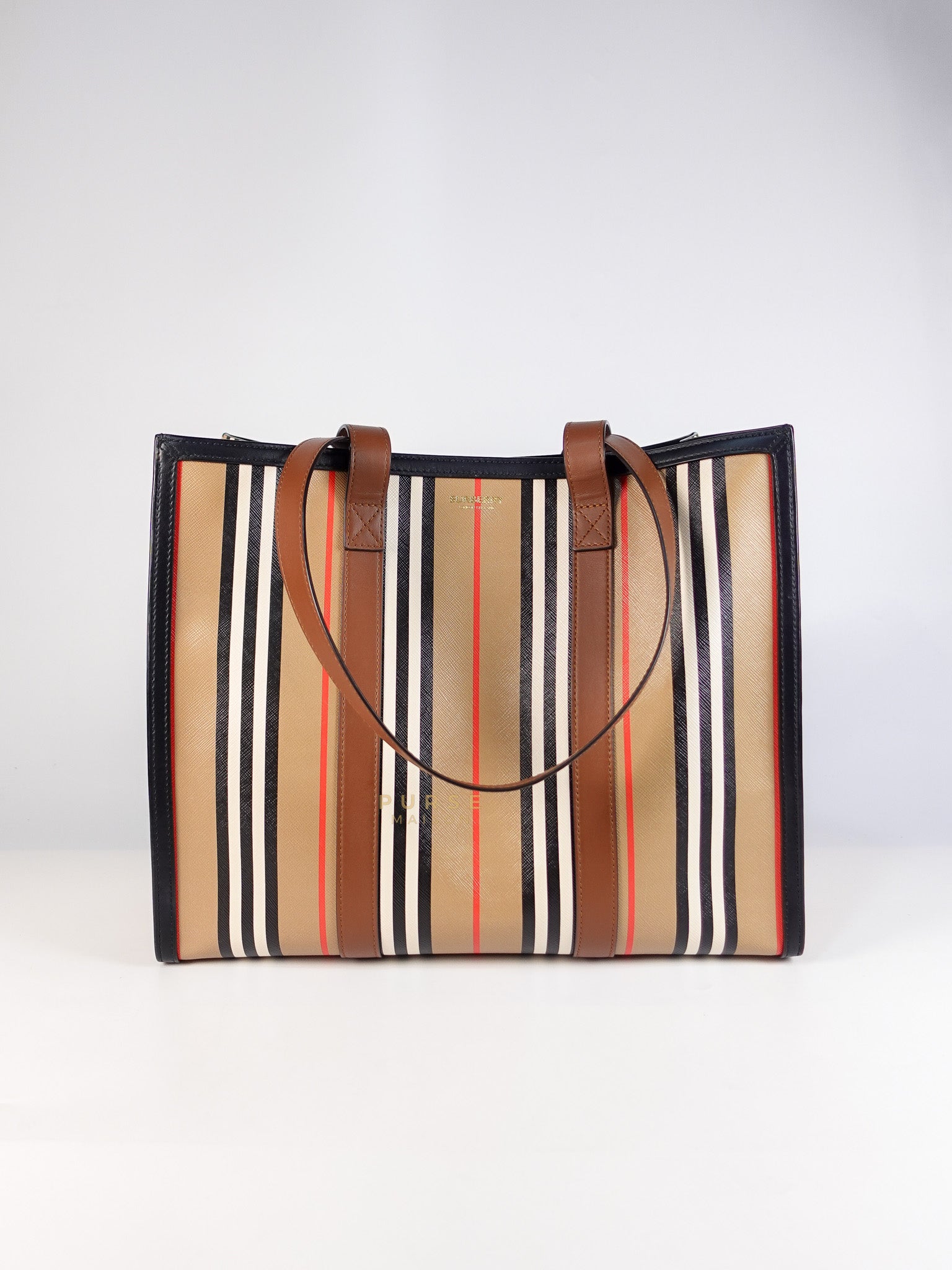 Icon Stripe E-Canvas Tote Bag Medium in Beige | Purse Maison Luxury Bags Shop