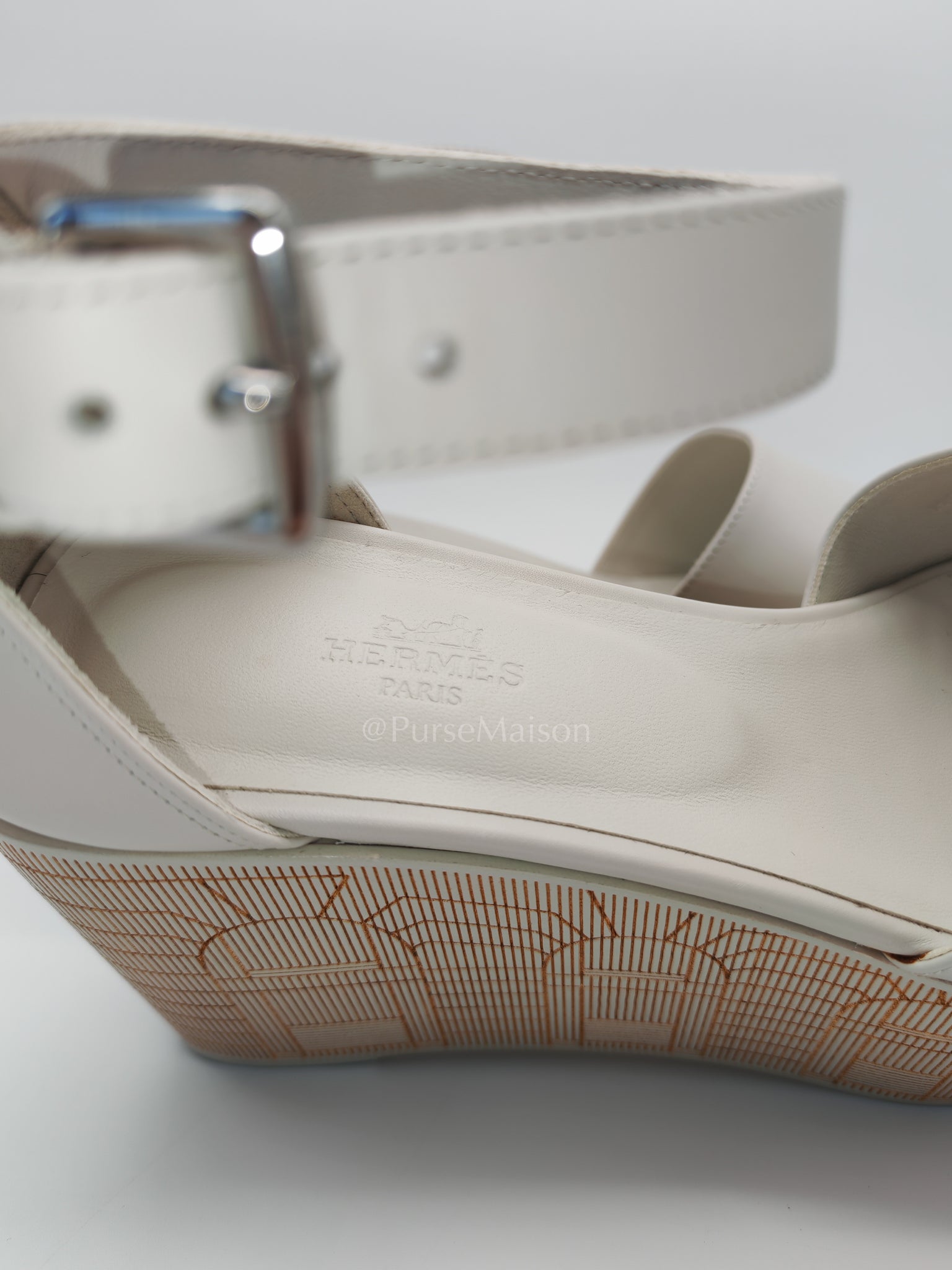 Illusion Blanc Wedge Sandals Size 38EU (24CM) | Purse Maison Luxury Bags Shop