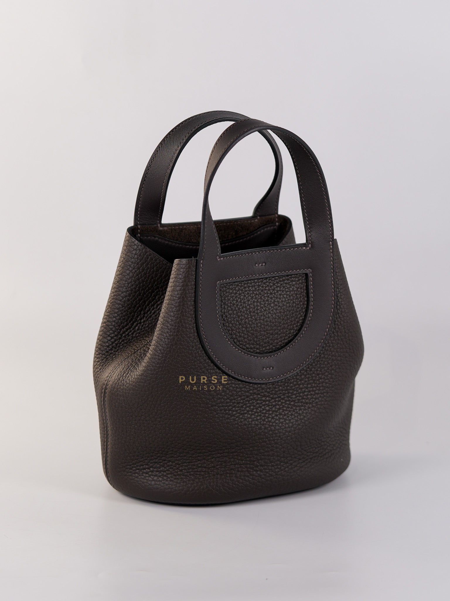 In the Loop 18 Ebene Taurillon Clemence Leather and Gold Hardware Stamp W (2024) | Purse Maison Luxury Bags Shop