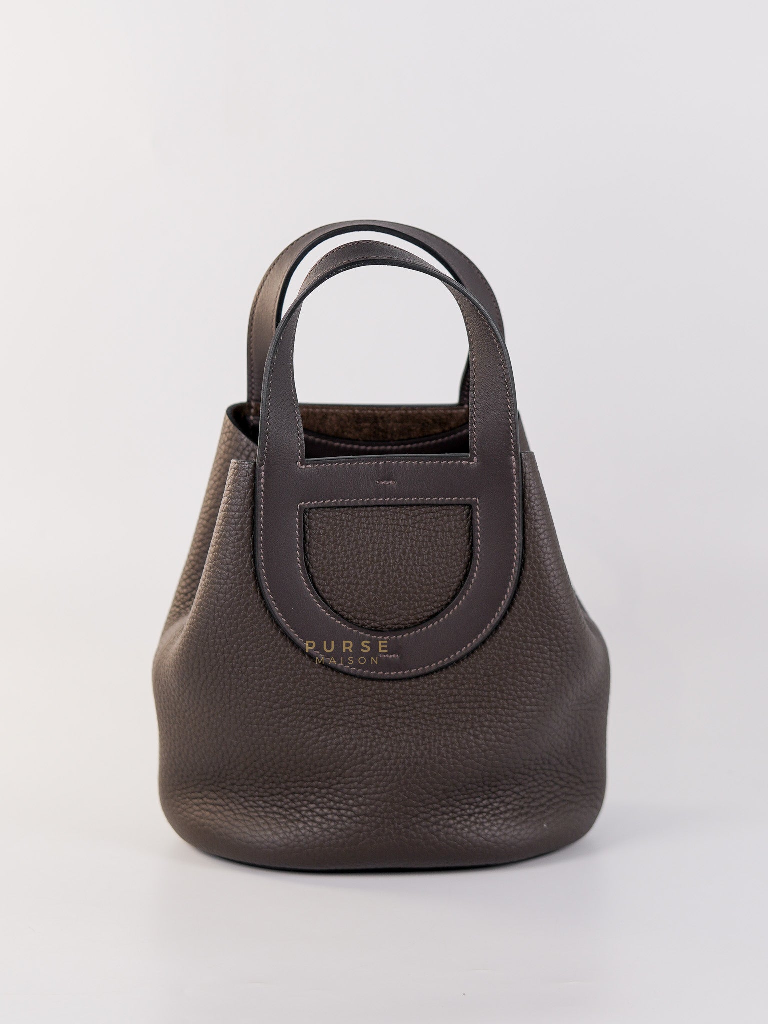 In the Loop 18 Ebene Taurillon Clemence Leather and Gold Hardware Stamp W (2024) | Purse Maison Luxury Bags Shop