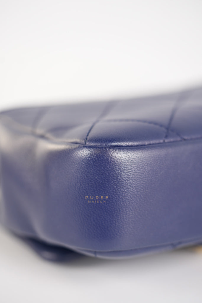In The Loop Flap Small in Navy Blue Lambskin Leather in Aged Gold Hardware Series 29 | Purse Maison Luxury Bags Shop
