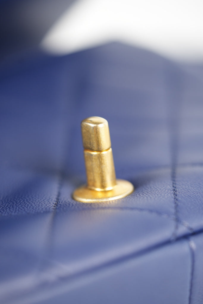 In The Loop Flap Small in Navy Blue Lambskin Leather in Aged Gold Hardware Series 29 | Purse Maison Luxury Bags Shop