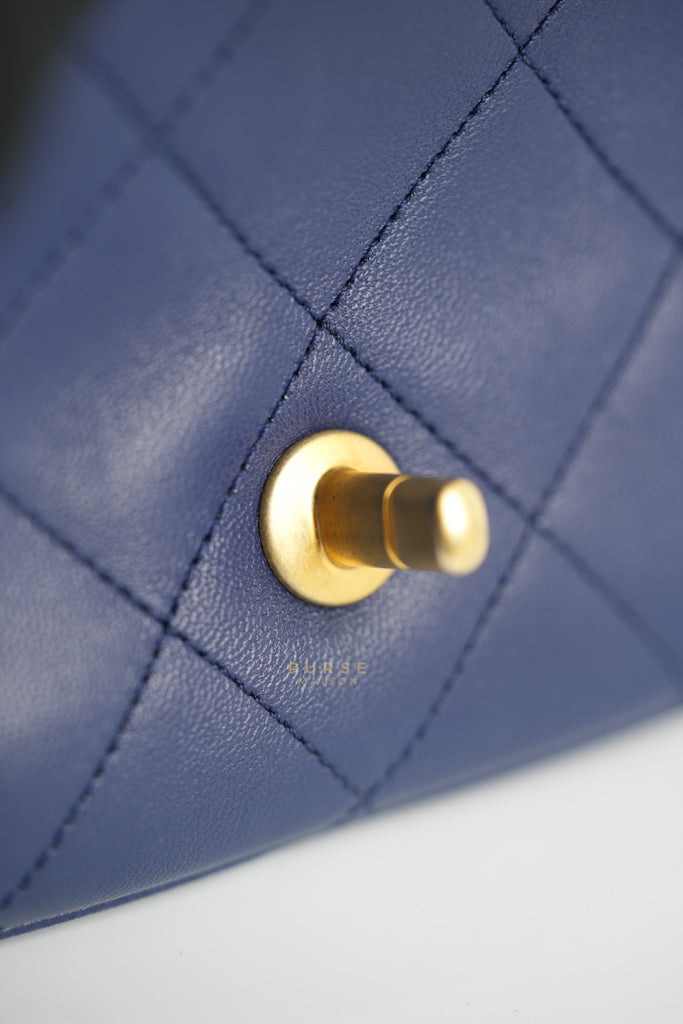 In The Loop Flap Small in Navy Blue Lambskin Leather in Aged Gold Hardware Series 29 | Purse Maison Luxury Bags Shop