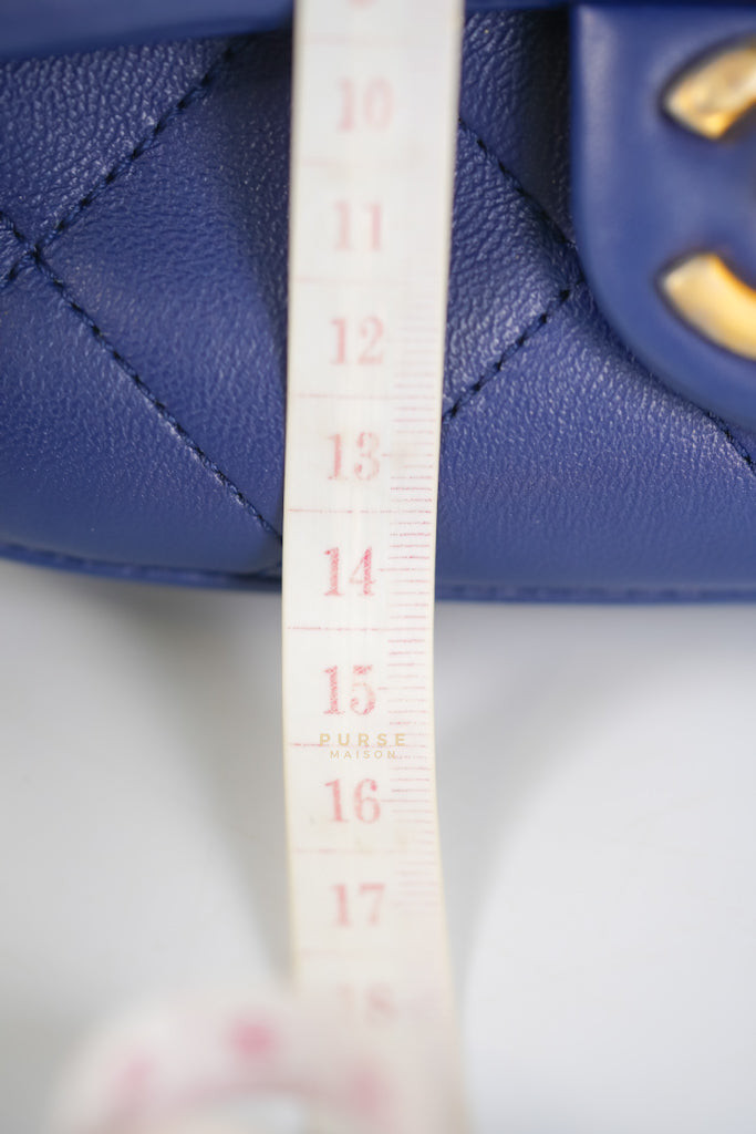 In The Loop Flap Small in Navy Blue Lambskin Leather in Aged Gold Hardware Series 29 | Purse Maison Luxury Bags Shop
