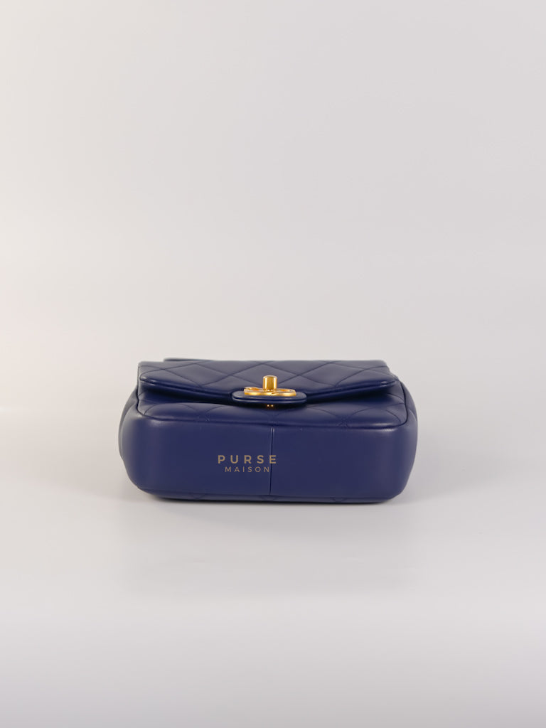 In The Loop Flap Small in Navy Blue Lambskin Leather in Aged Gold Hardware Series 29 | Purse Maison Luxury Bags Shop