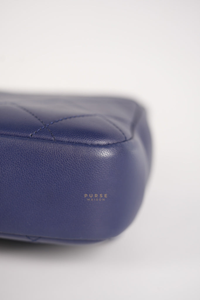 In The Loop Flap Small in Navy Blue Lambskin Leather in Aged Gold Hardware Series 29 | Purse Maison Luxury Bags Shop